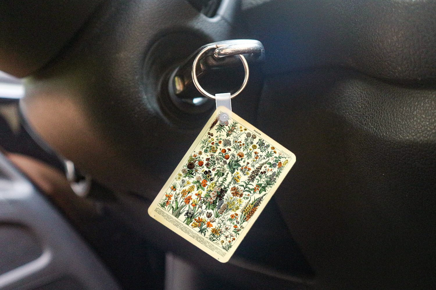 MuchoWow Schlüsselanhänger Blumen - Pflanzen - Vintage - Adolphe Millot - Kunst, Rechteckig mit Schlüsselring, Autoanhänger, Taschenanhänger, 4x6 cm