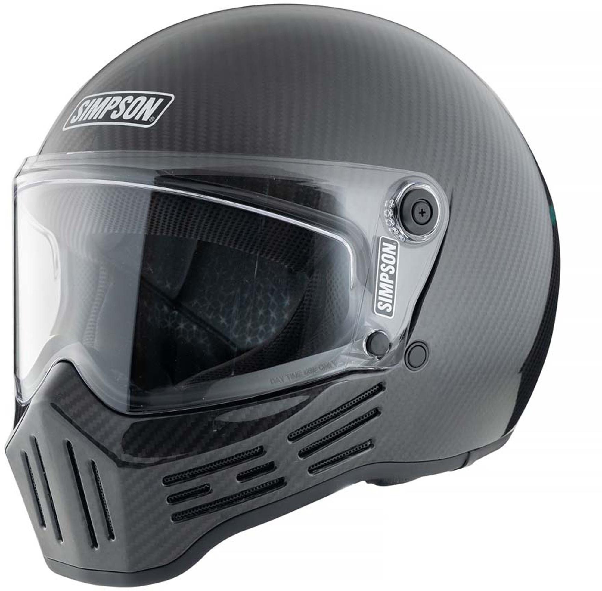 Simpson Motorradhelm M30 Carbon Motorrad Helm, Doppel-D-Verschluss, Carbonfaser, ECE 22.06