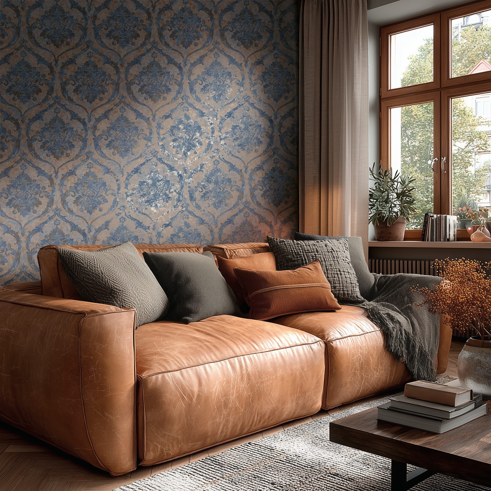 living walls Vliestapete Vibes & Styles Davide – Maison Du Temps Vliestapete, leicht strukturiert, ornamental, (1 St), Elegantes Ornamentdesign mit Vintage-Charakter und edlem Glanzeffekt