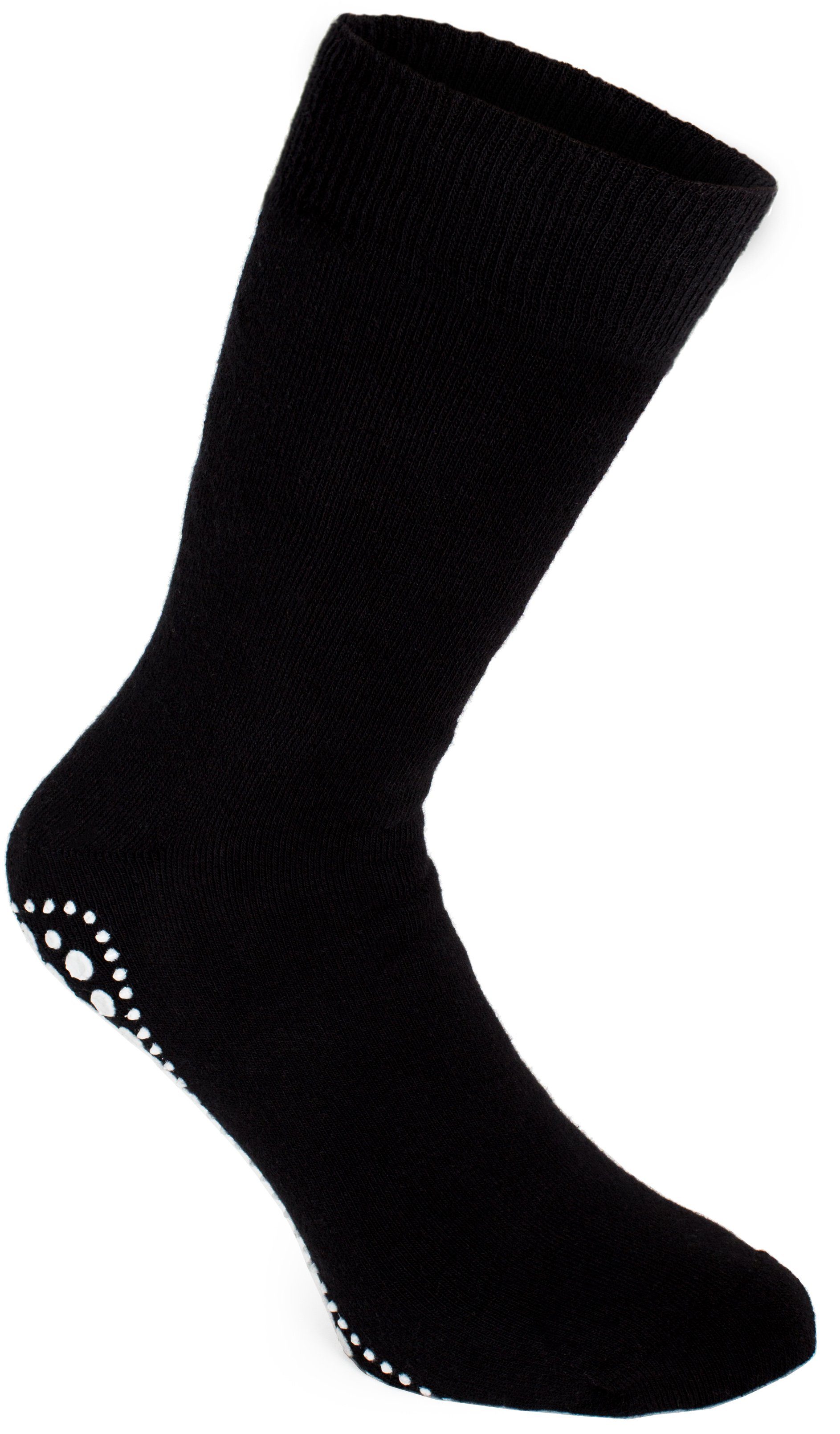 Damen Anti Blau und Haussocken Baumwolle) Unisex (4-Paar, Rutsch und ABS-Socken Herren BRUBAKER Socken Schwarz, Grau für