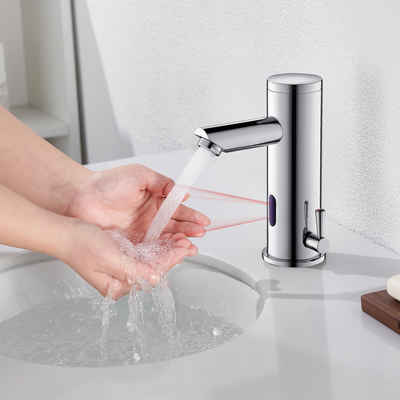 AuraLum pro Küchenarmatur Waschtischarmatur Infrarot Sensor Wasserhahn Badarmatur Silber