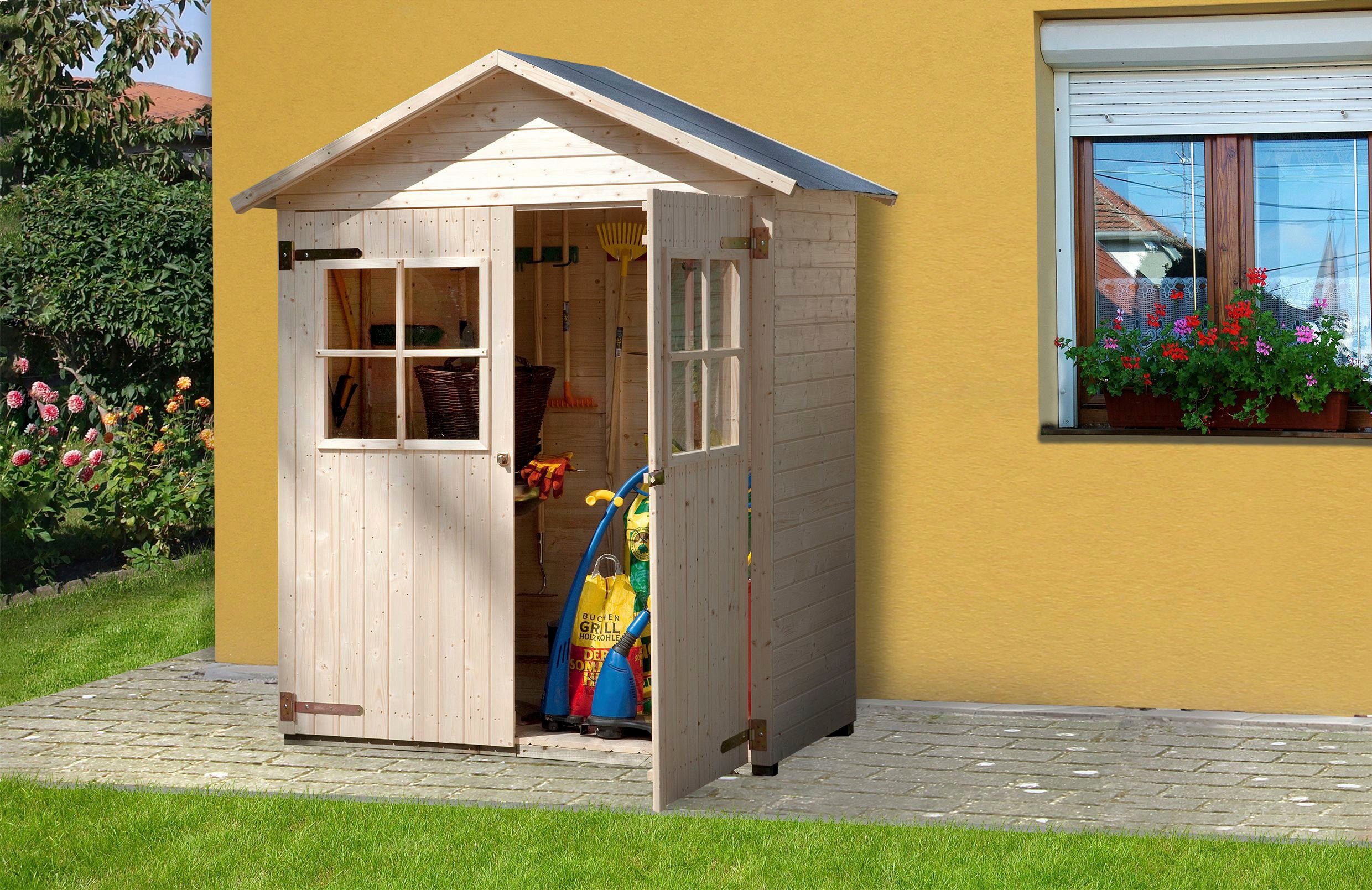 weka Gerätehaus Garten-/Terrassenschrank 357 Gr.2, BxT: 185x105 cm, natur, Satteldach, 14 mm