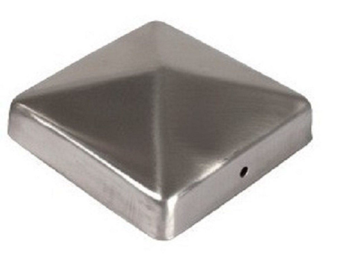 Powertec Garden Abdeckprofil Edelstahl Pfosten-Abdeckkappen 4er Set in Pyramide Optik 91x91mm