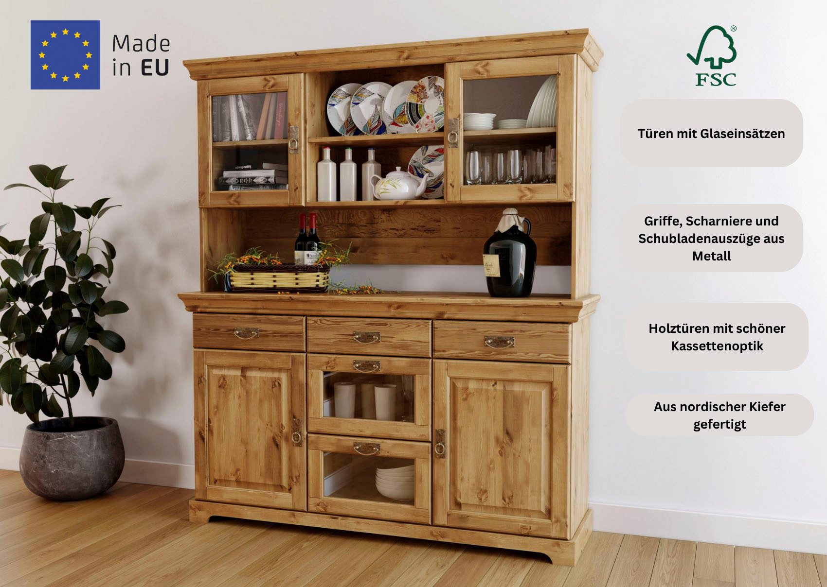OTTO home Buffet Rügen FSC® zertifiziertes Massivholz, im Landhausstil