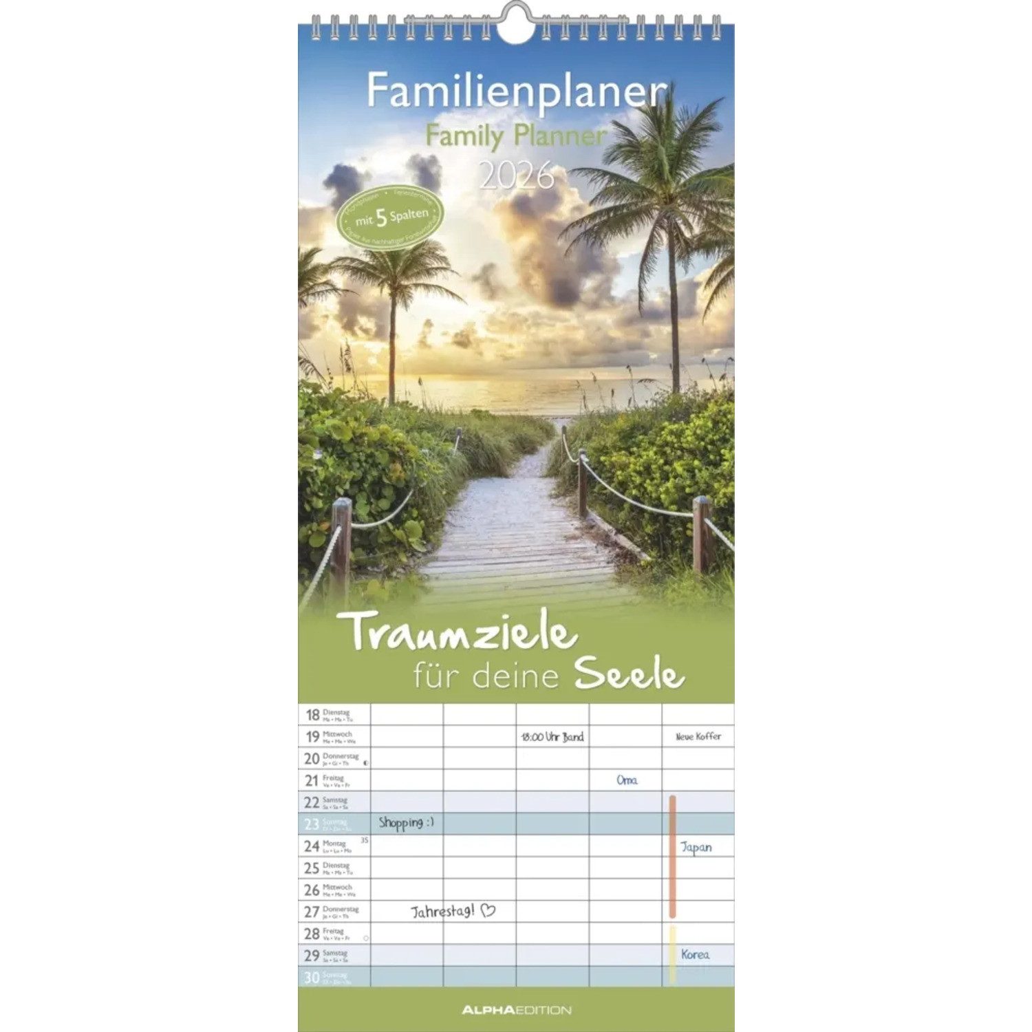 Alpha Edition Wandkalender Alpha Edition - Traumziele für deine Seele Familienkalender 2026 -...