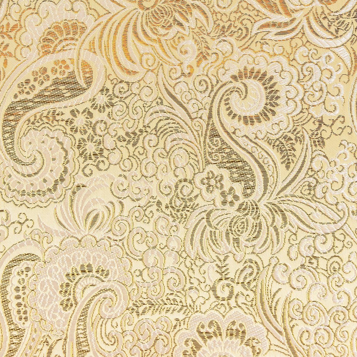SCHÖNER LEBEN. Stoff Jacquardstoff Meterware Lurex Paisley Ornament goldfarbig silberfarbig, mit Metallic-Effekt