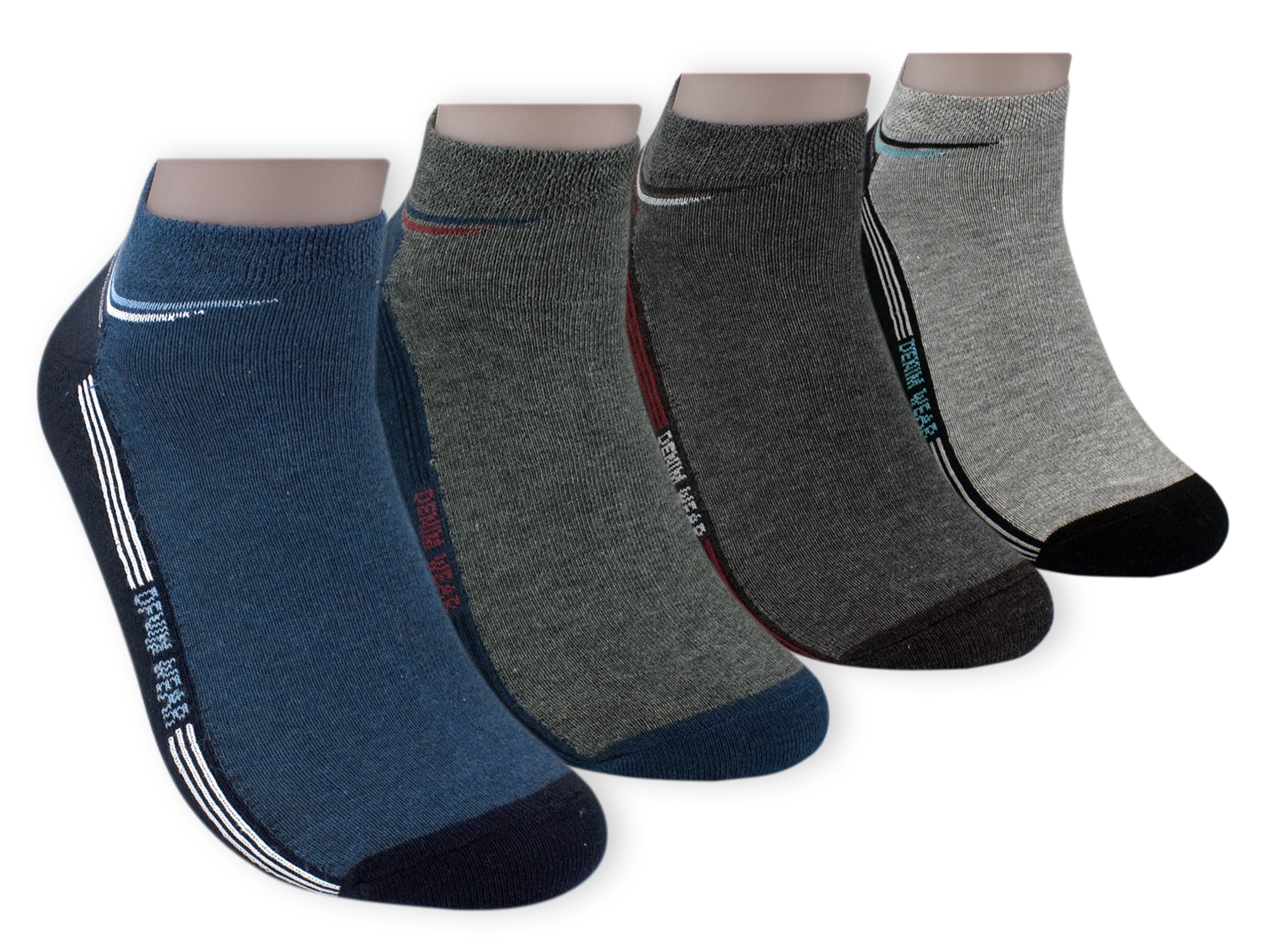 Die Sockenbude Sneakersocken DENIM (Bund, 4-Paar, aus Kammgarn) blau grau s günstig online kaufen