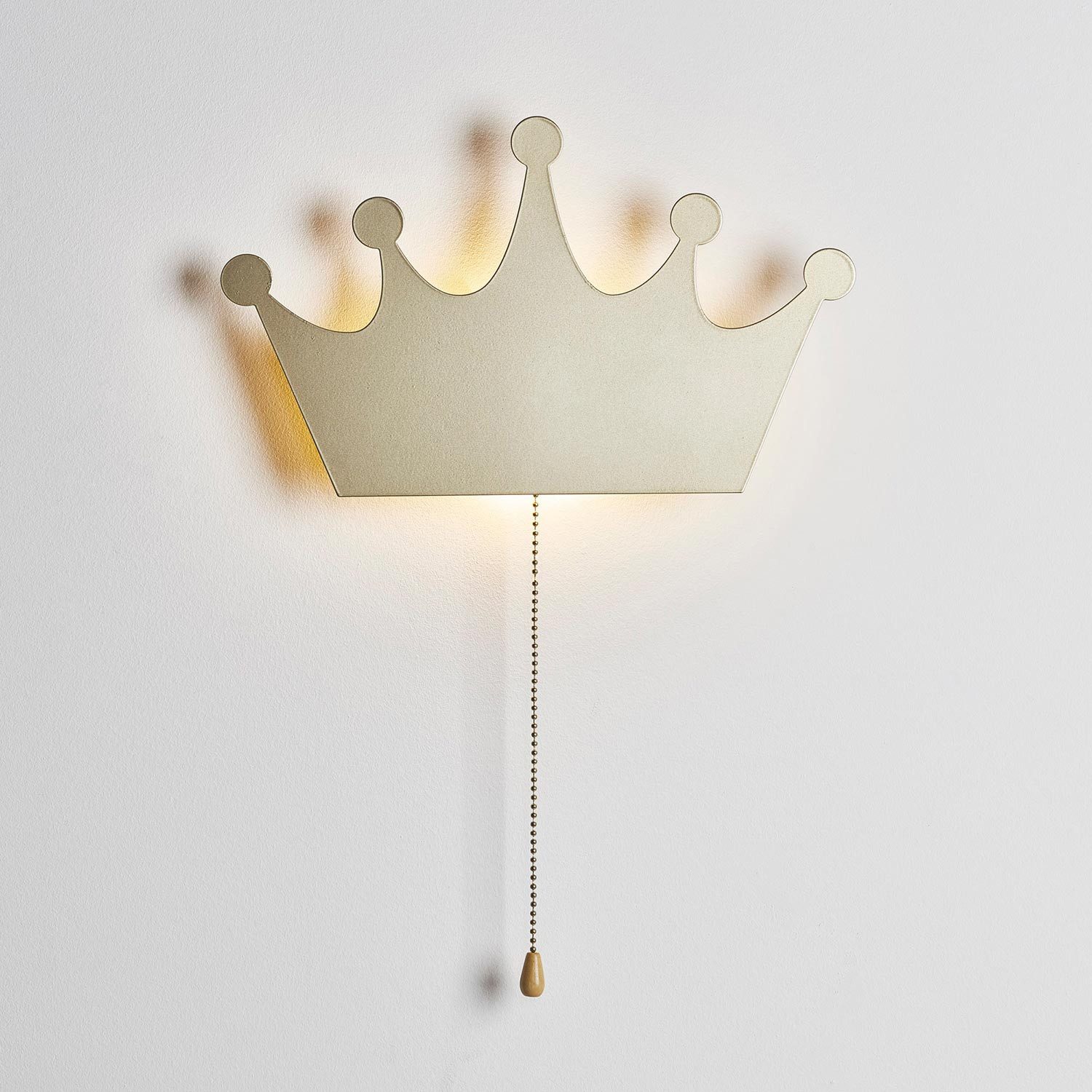 Lights4fun LED Wandleuchte Metall Krone Lampe in Gold