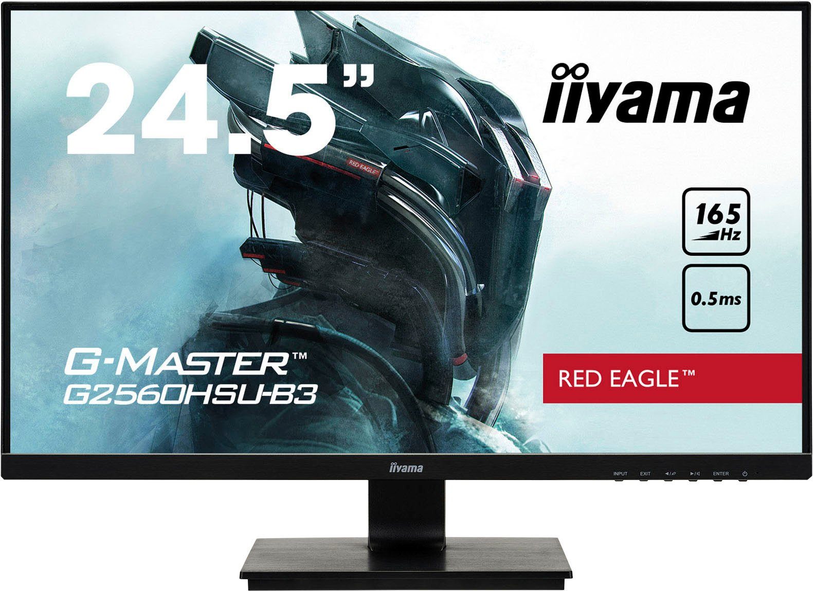 Iiyama IIYAMA G2560HSU-B3 LCD-Monitor, Flat, 62,2cm (24,5), 1920x1080 Pixel LCD-Monitor (62,2 cm/25 ", 1920 x 1080 px, 0,5 ms Reaktionszeit, 165 Hz, TN LED, 0,5 ms, TN LED, neigungsverstellbar, HDMI, DisplayPort, USB, schwarz)