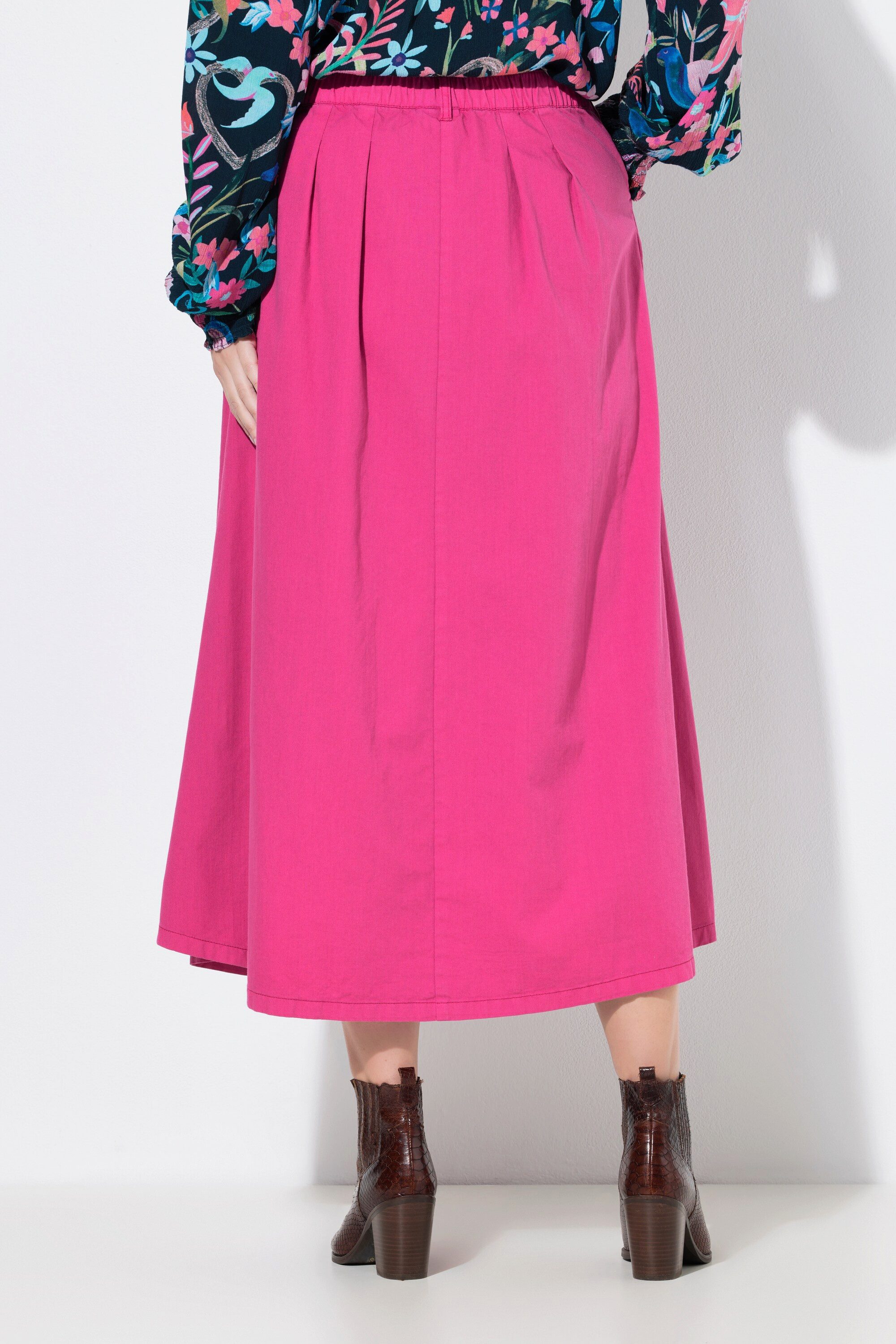 Ulla Popken Jeansrock Jeansrock A-Linie Schmuckknöpfe Elastikbund