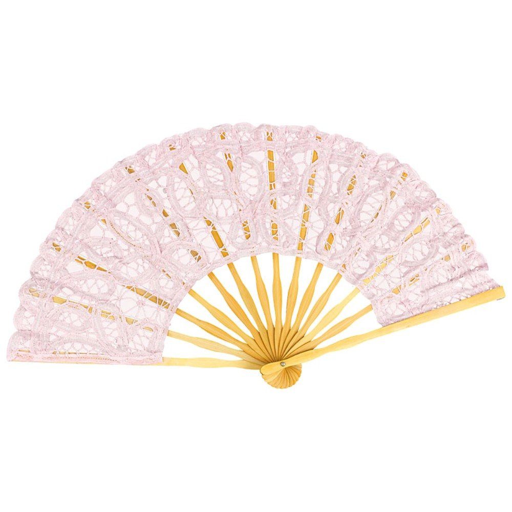 von Lilienfeld Handfächer Fächer Carmen handgeklöppelte Spitze Bambusstäbe, Zierquaste, echte geklöppelte Battenburg-Spitze (Baumwolle)