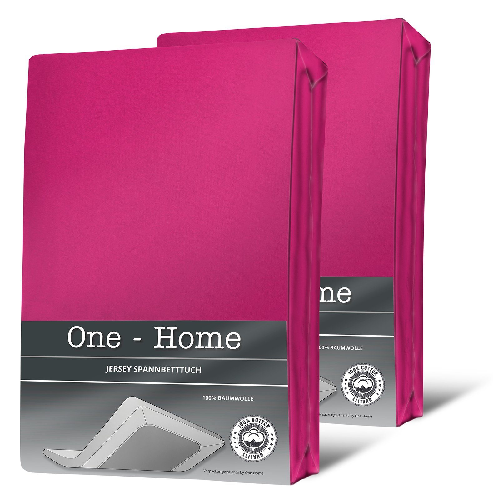 One Home Spannbettlaken Jersey, Jersey, Gummizug: rundum, (2 Stück), Double Pack mit Rundumgummizug, weich