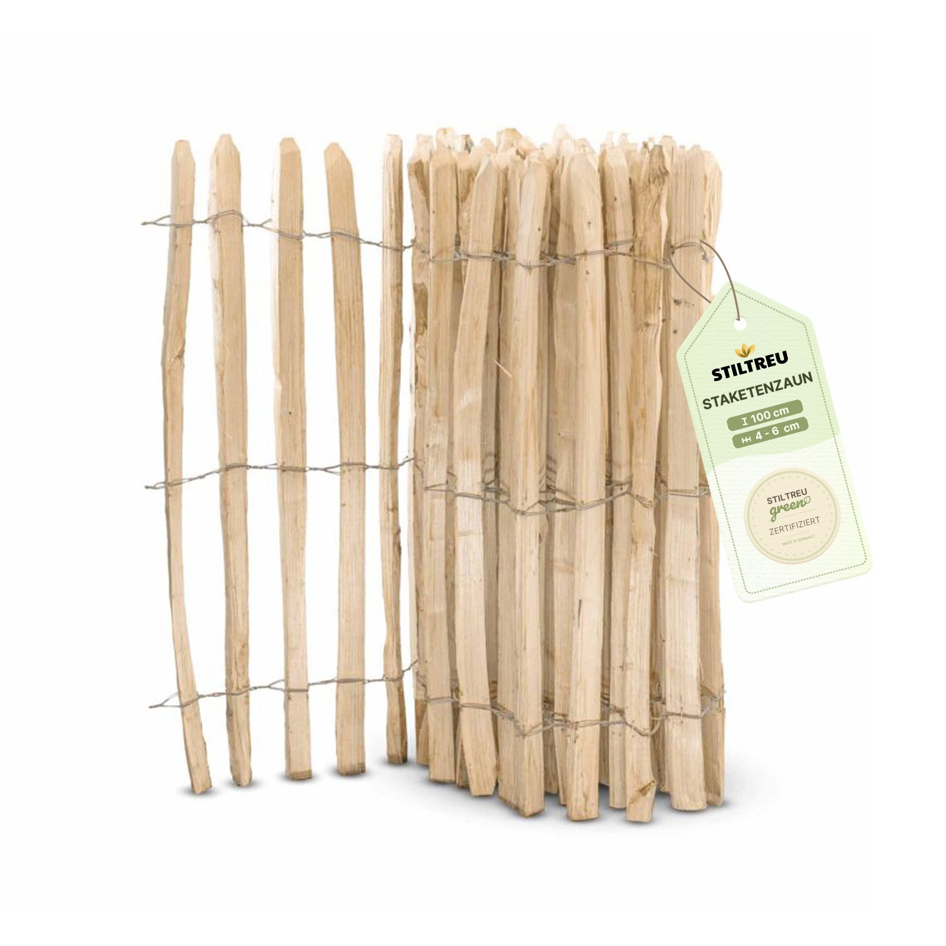 STILTREU Staketenzaun Englischer Staketenzaun aus Kastanie 5 m, Höhe 100 cm, Abstand 4-6 cm