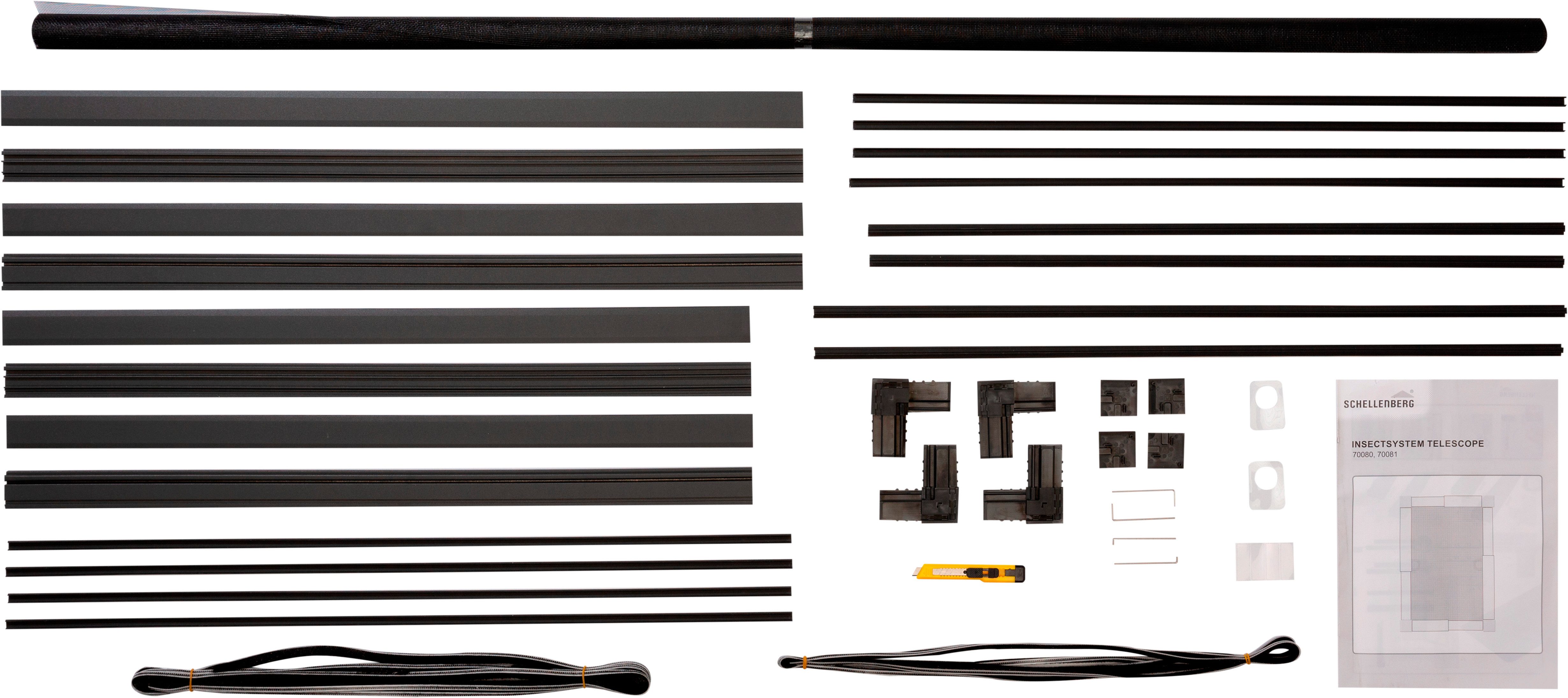 SCHELLENBERG Insektenschutz-Fensterrahmen Telescope, ausziehbarer Insektenschutz-Rahmen, (Set, 1-St), für Fenster bis max. 100 x 120 cm und 140 x 150 cm, anthrazit und weiß