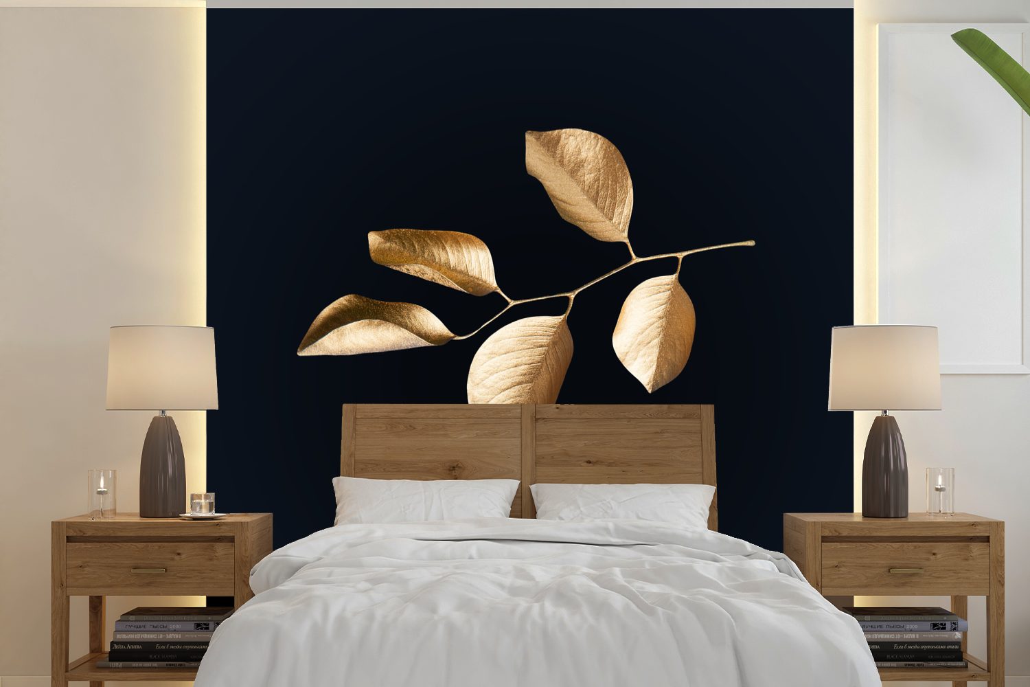 Wandtapete bedruckt, für Fototapete Matt, oder Blätter - Schlafzimmer, Wohnzimmer (5 Gold MuchoWow Vinyl Tapete - Zauberspruch, St),