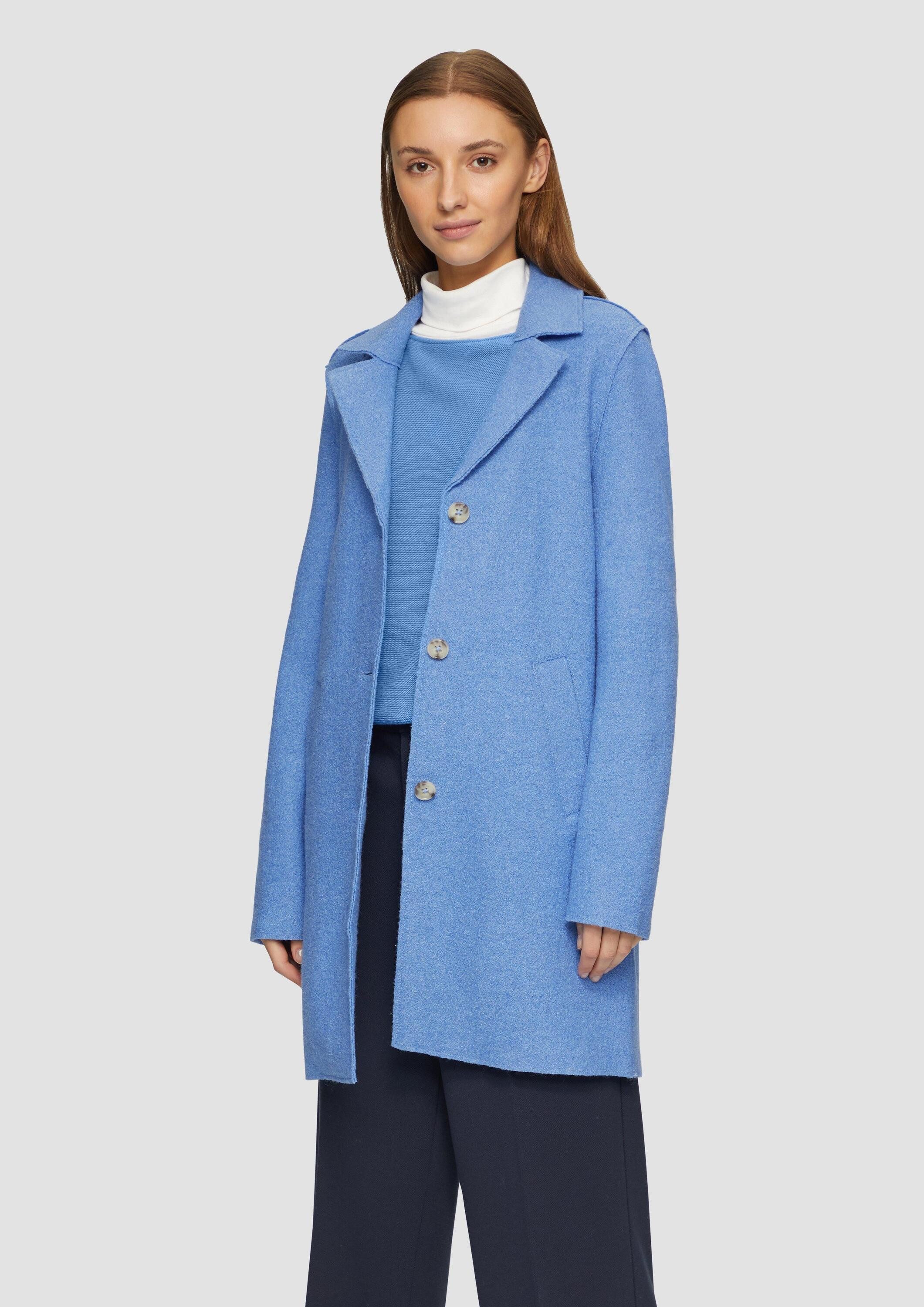 s.Oliver Funktionsmantel Outdoor-Mantel Ungefütterter Kurzmantel aus Wollmix mit offenen Kanten