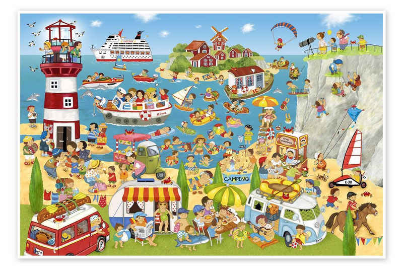 Posterlounge Poster Marion Krätschmer, Sommer, Strand und Camping, Kindergarten Maritim Kindermotive