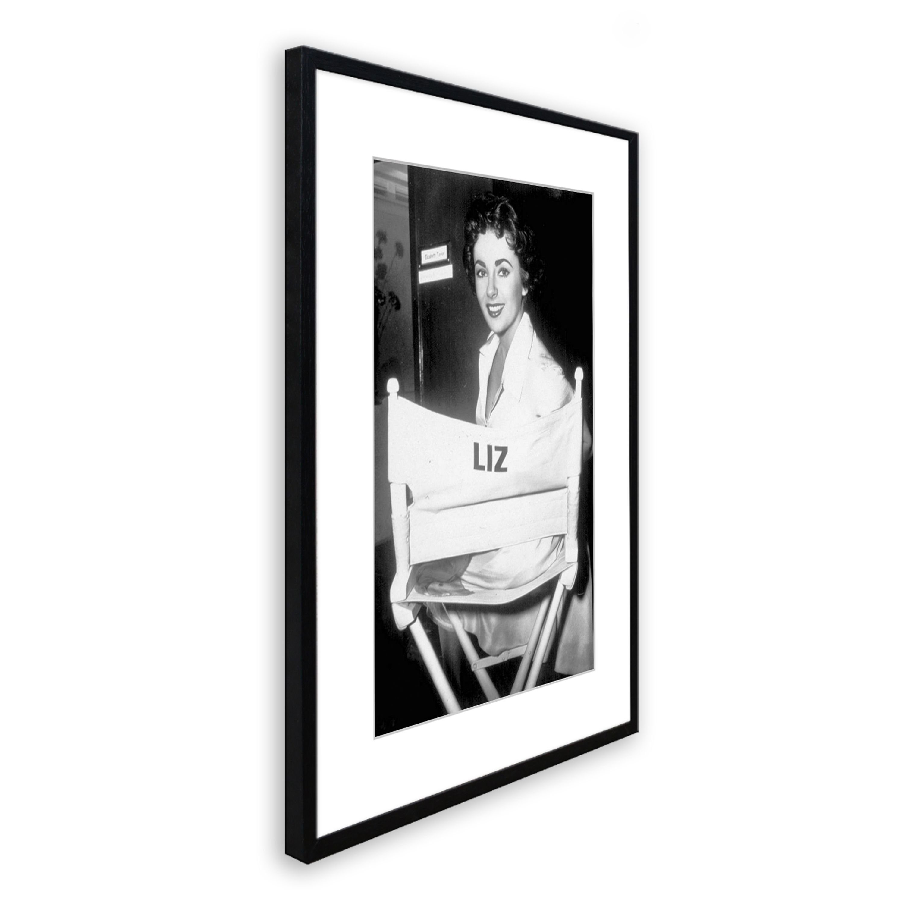 Elizabeth Poster Rahmen Bild schwarz-weiß gerahmt artissimo 51x71cm Rahmen Taylor, mit Taylor Film-Star: Bild / Elizabeth mit