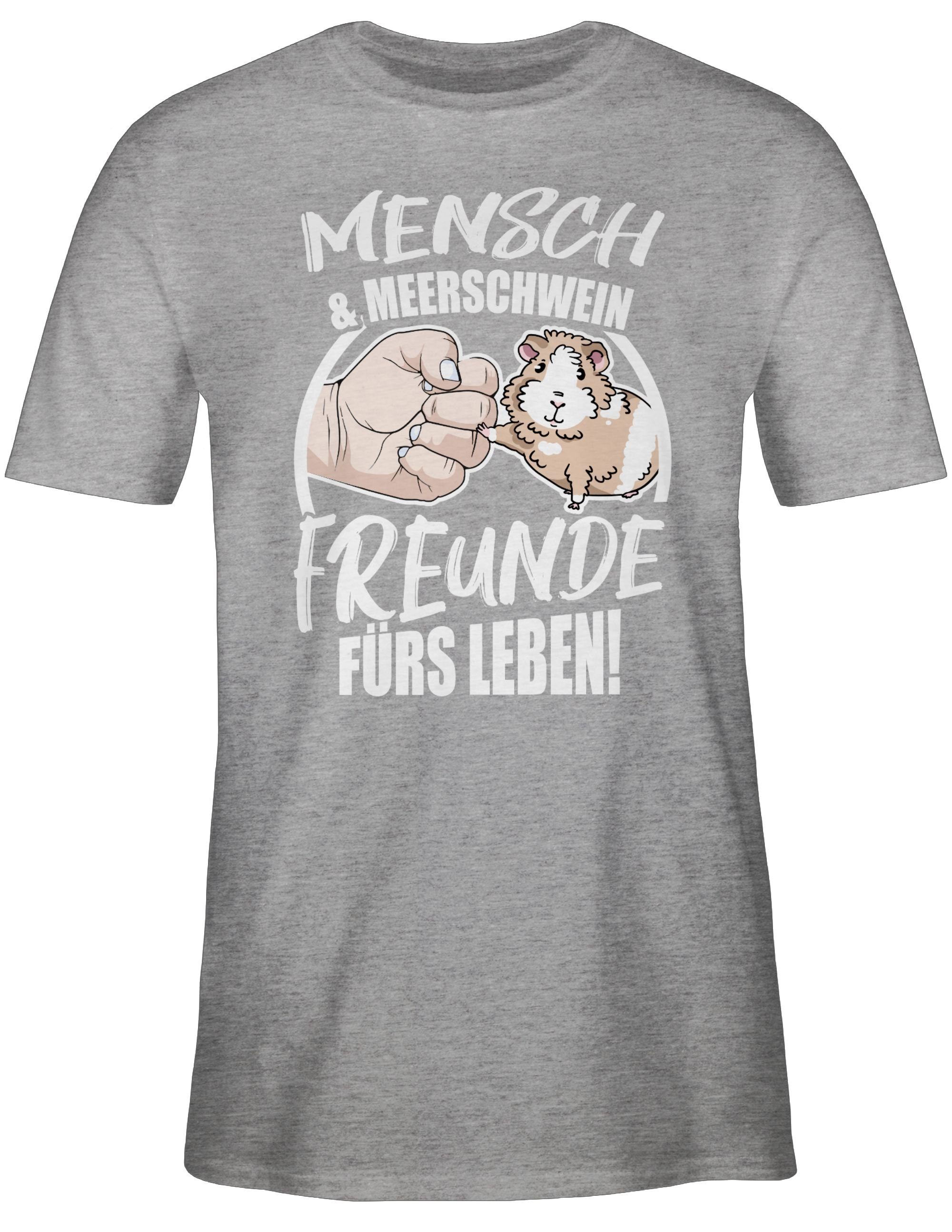 3 Grau Mensch Meerschwein meliert Leben Freunde Shirtracer fürs & Tiere T-Shirt Zubehör