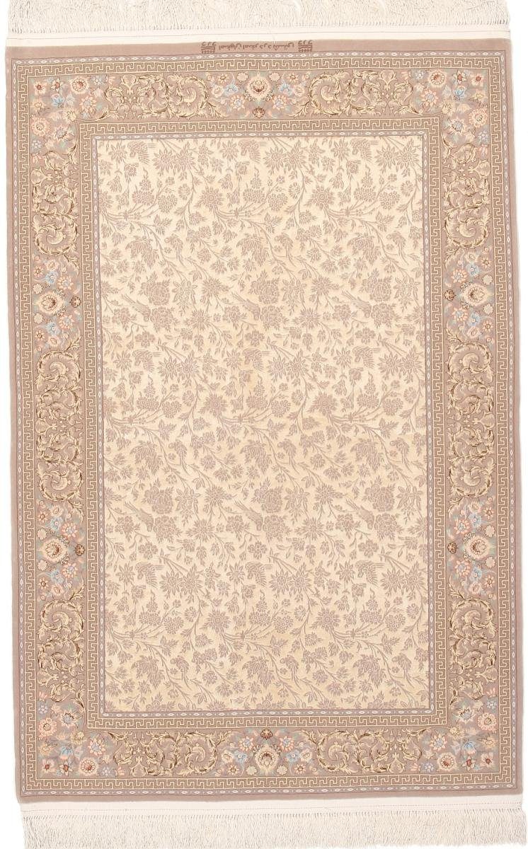 Orientteppich Isfahan Seidenkette 109x161 Handgeknüpfter Orientteppich, Nain Trading, rechteckig, Höhe: 8 mm