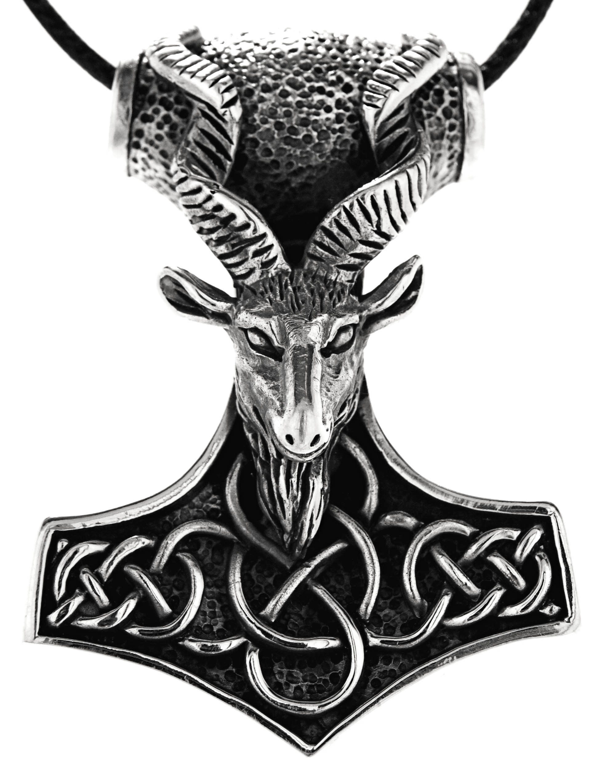 Kettenanhänger Thorshammer Thor Thorhammer Hammer 925 Sterling Silber Ziegenkopf