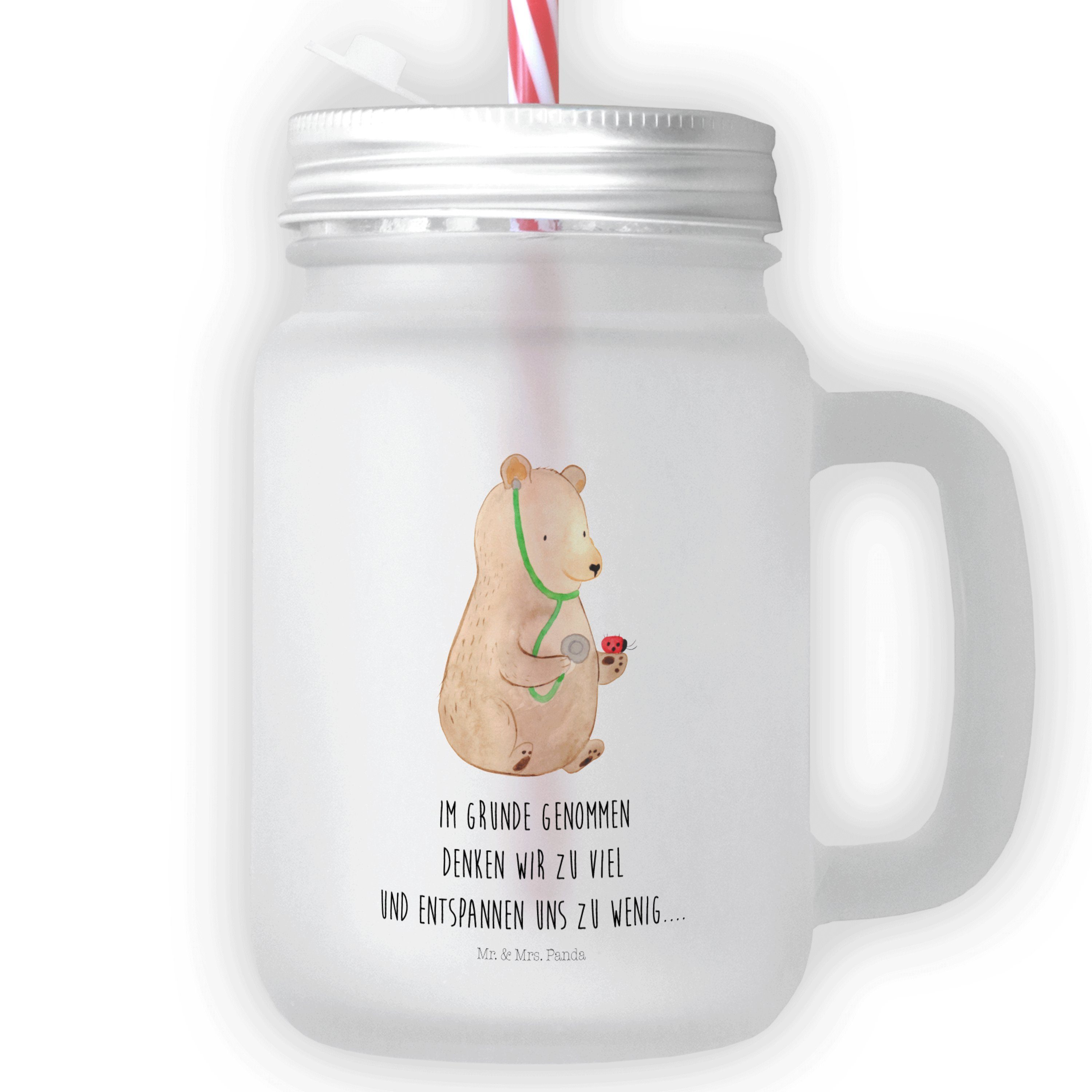 Mr. & Mrs. Panda Cocktailglas Bär Arzt - Transparent - Geschenk, Doktorin, Sommerglas, Doktor, Maso, Premium Glas