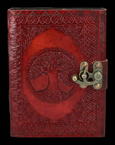 Figuren Shop GmbH Notizbuch Leder Notizbuch - Tree of Life mit Verschluss - Fantasy Tagebuch