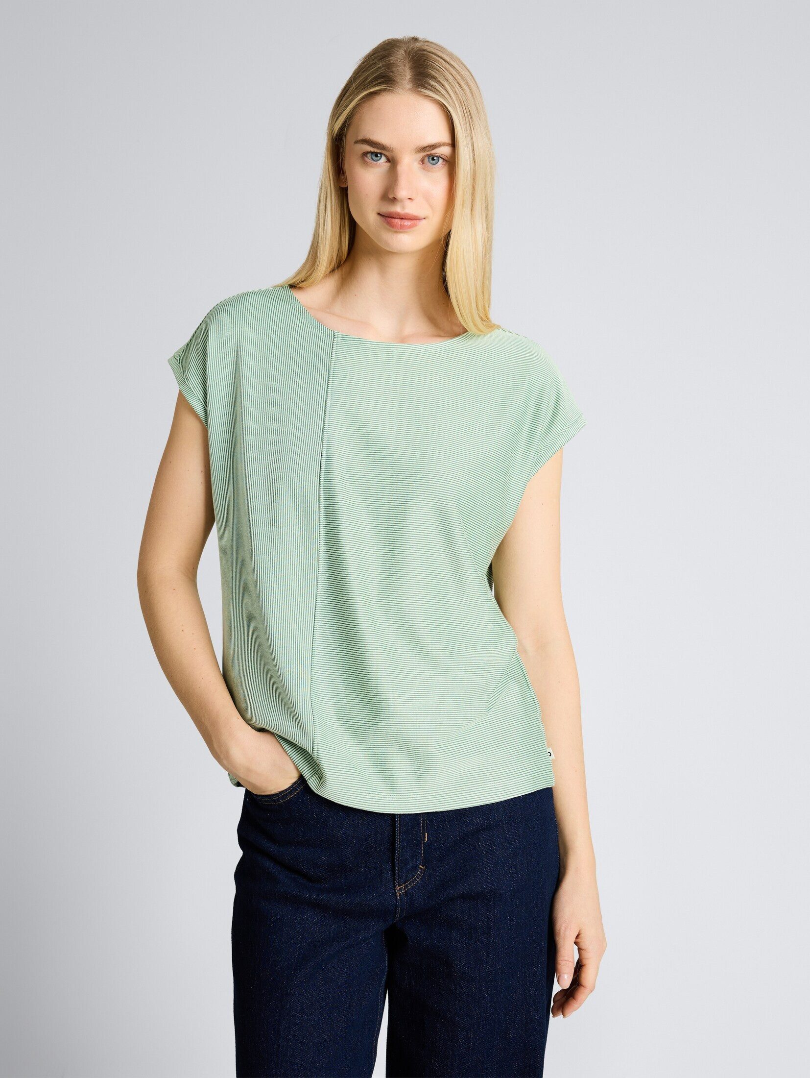 TOM TAILOR Denim T-Shirt T-Shirt Loose Fit T-Shirt mit Streifenmuster