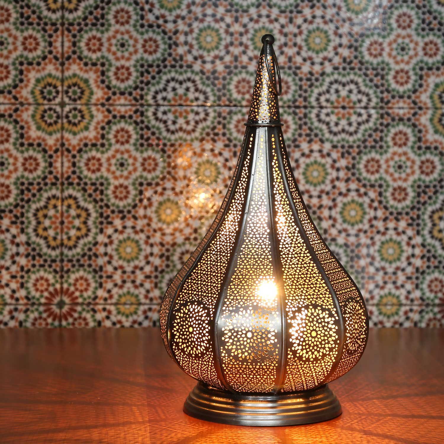 Monza elektrische Moro schönes Weihnachtsgeschenk Kerzenbeleuchtung, Gold, Nachttischlampe Orientalische Leuchtmittel, für Tischlampe Casa marokkanische ohne und Laterne,