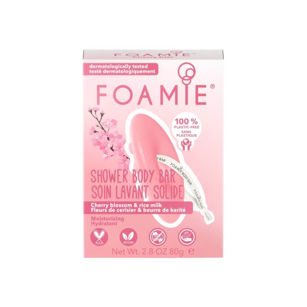 FOAMIE Feste Duschseife Cherry Kiss With Cherry Blossom and Rice Milk (Shower Body Bar) 80 g