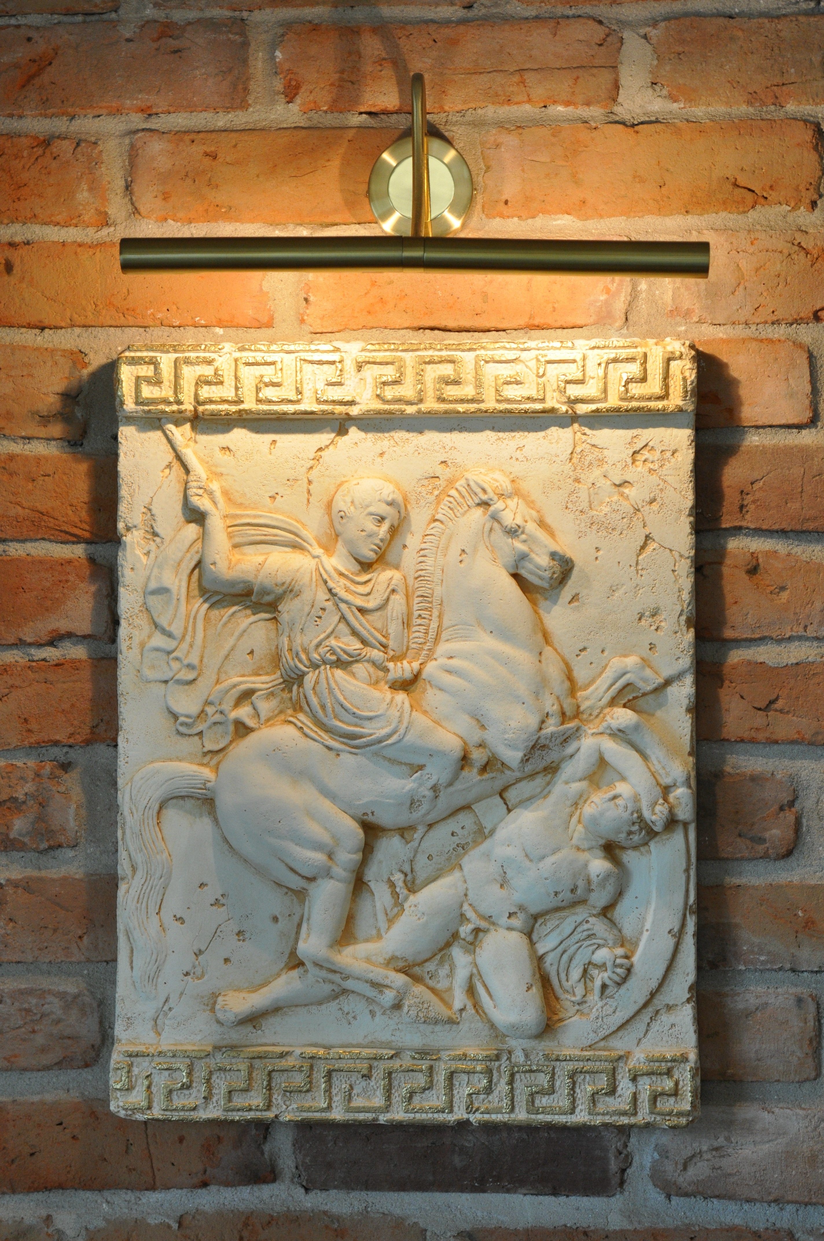 Pferd Antik der Große Alexander Gemälde JVmoebel Skulptur Wandrelief Wand Relief