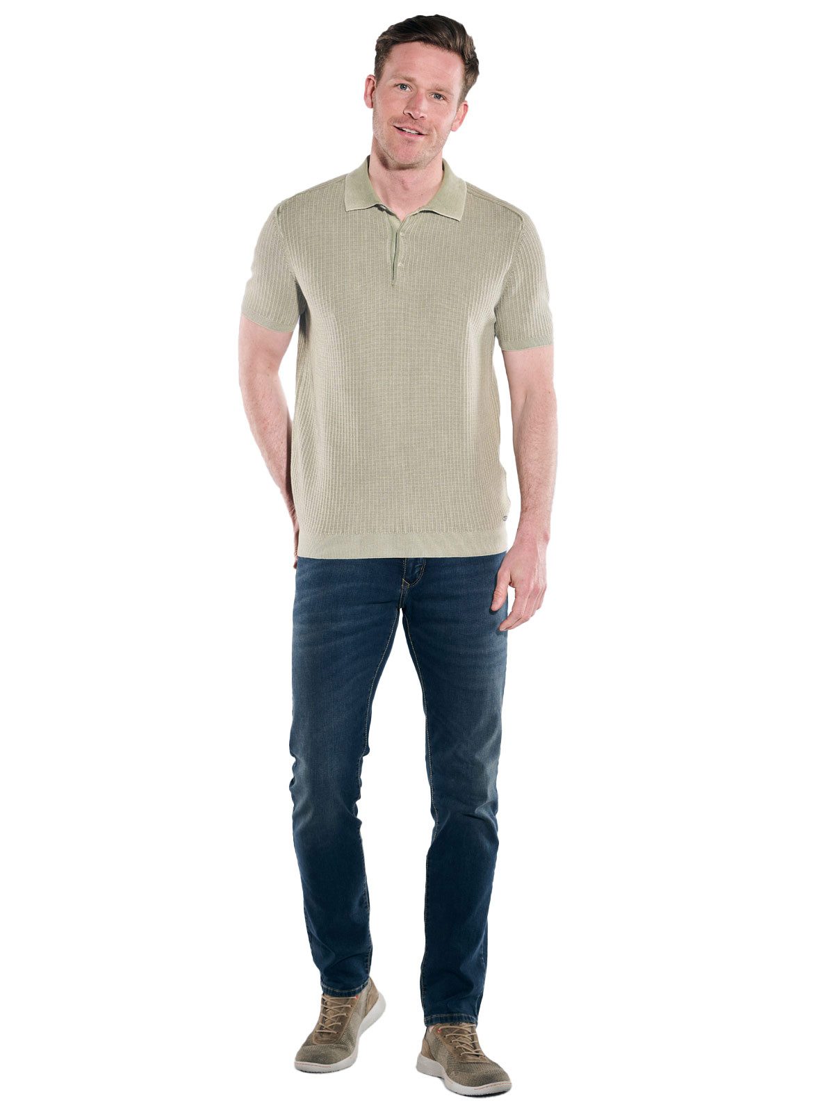 Engbers Strickpullover Herren Strick Polo-Shirt, Khaki