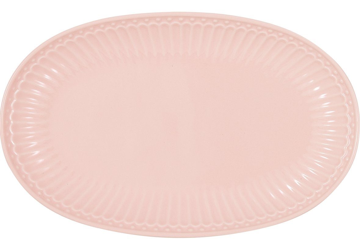 Greengate Servierteller Alice Teller oval pale pink 23 cm, Steinzeug, (Frühstücksteller)