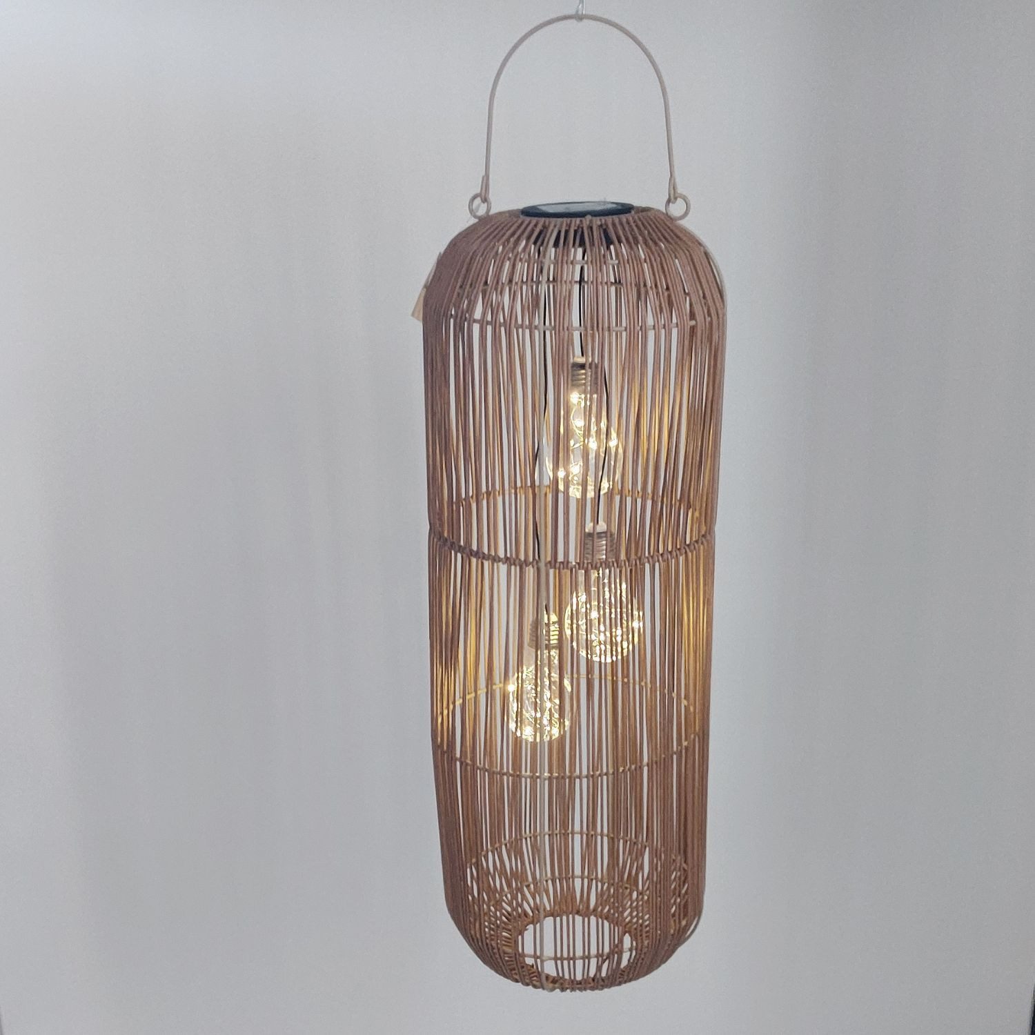 formano LED Tischleuchte Rattan-Optik, LED, Solarbetrieben, Braun, Bänder, H: 60cm