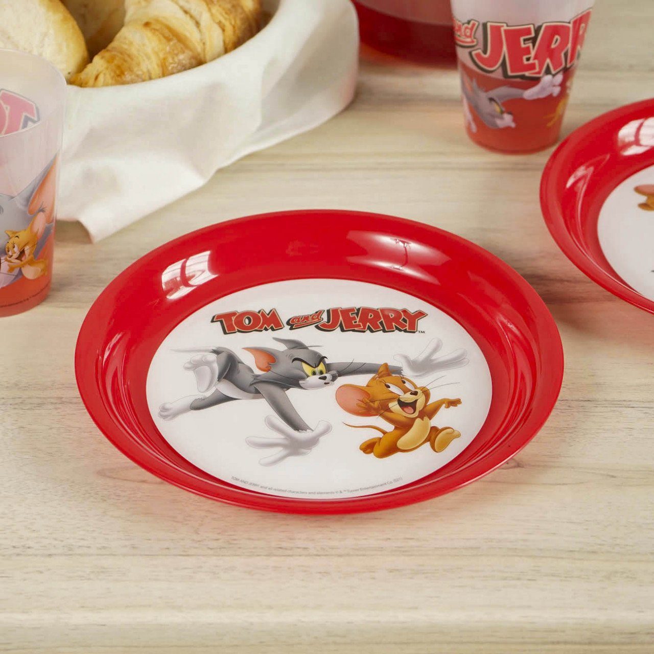 Geda Labels GmbH Frühstücksteller Tom & Jerry 4er Set, (4 St), Rot, 21cm, spülmaschinengeeignet – Bild 4 von 4