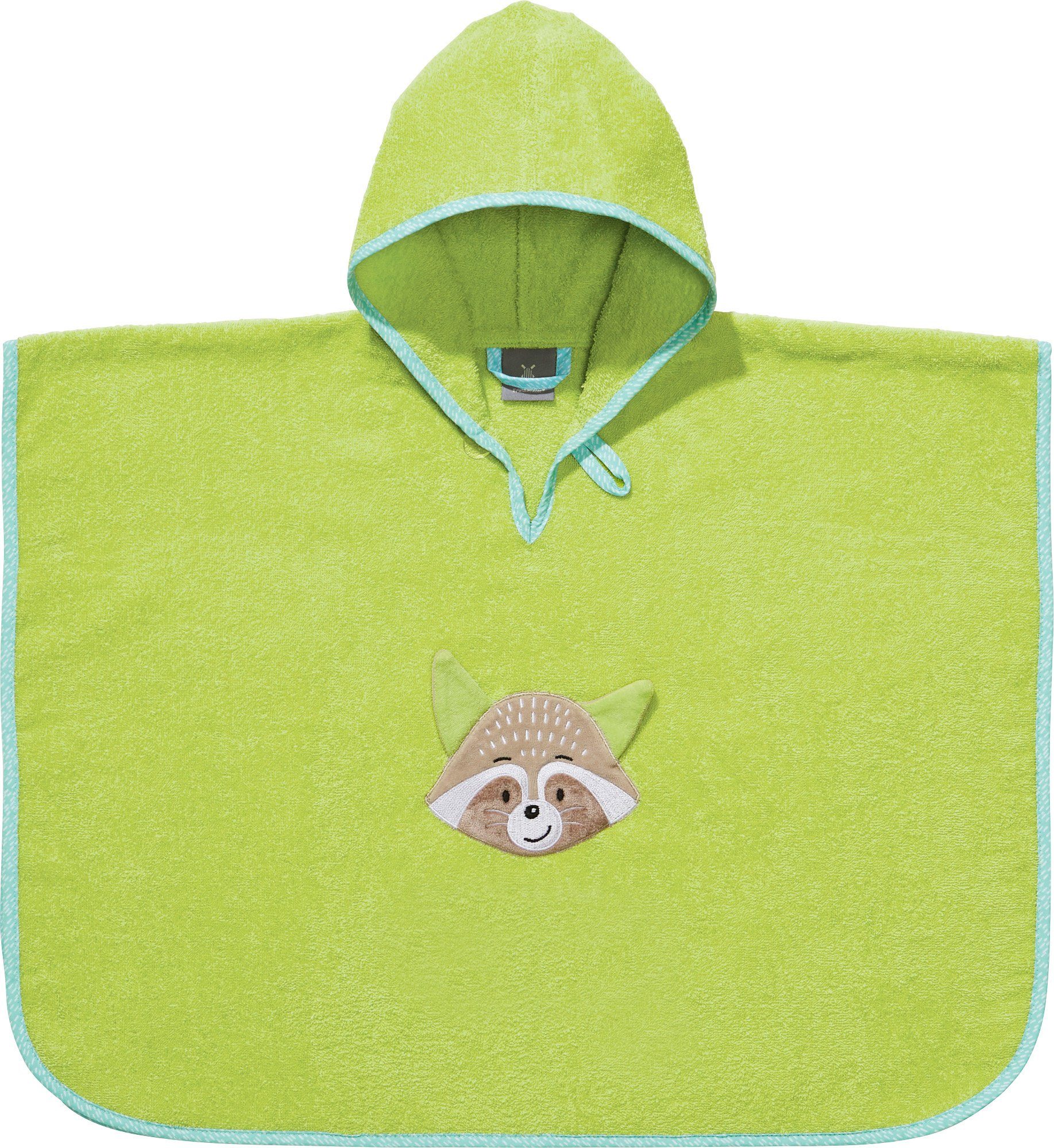 Erwin Müller Kinderbademantel Kinder-Poncho "Waschbär" mit Kapuze, Frottier, mit Knopfverschluss:, V02, Walk-Frottier Uni, Tiermotive: Fuchs