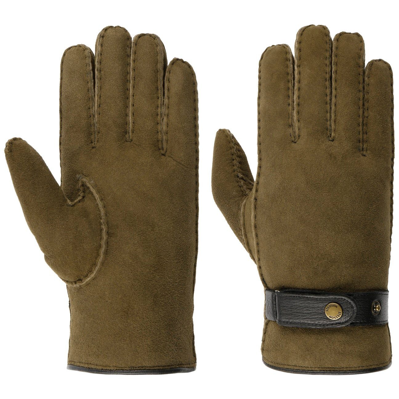 Stetson Lederhandschuhe (1-St) Fingerhandschuhe mit Futter