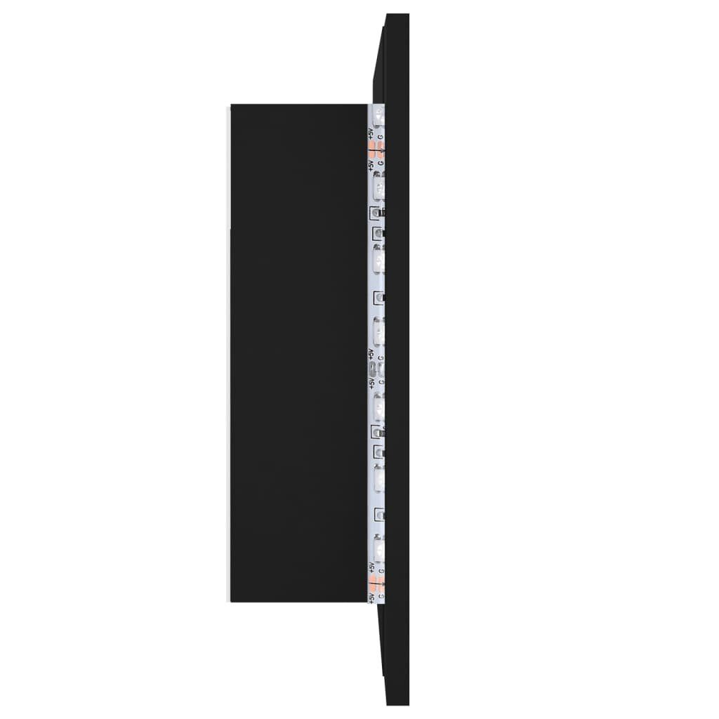 vidaXL Badezimmerspiegelschrank LED-Bad-Spiegelschrank Schwarz 60x12x45 Acryl (1-St) cm