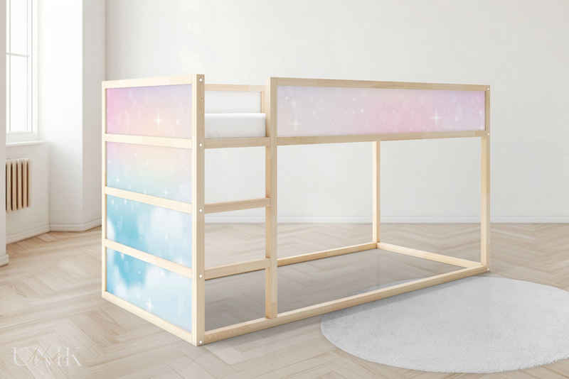 Unik Nordic Möbelfolie IKEA Kura Bett­aufkleber Set - Pastell Himmel, (Set, 0St.}, Für die angebene Anzahl an Flächen zugeschnitten), selbstklebend, exakte Maße, wiederablösbar