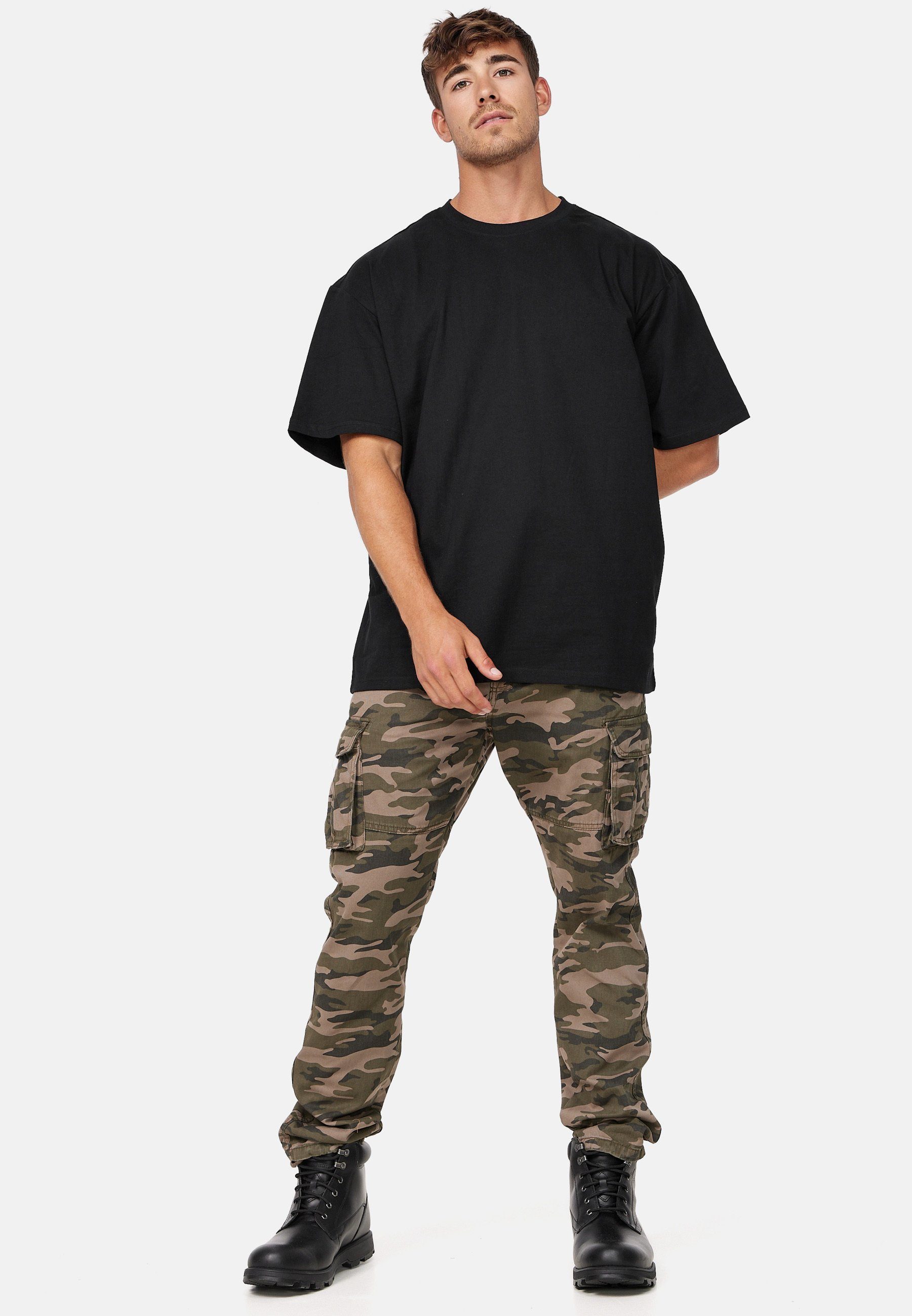 Indicode Cargohose Herren William Cargo Hose Herrenhose mit 7 Taschen, inkl. Gürtel