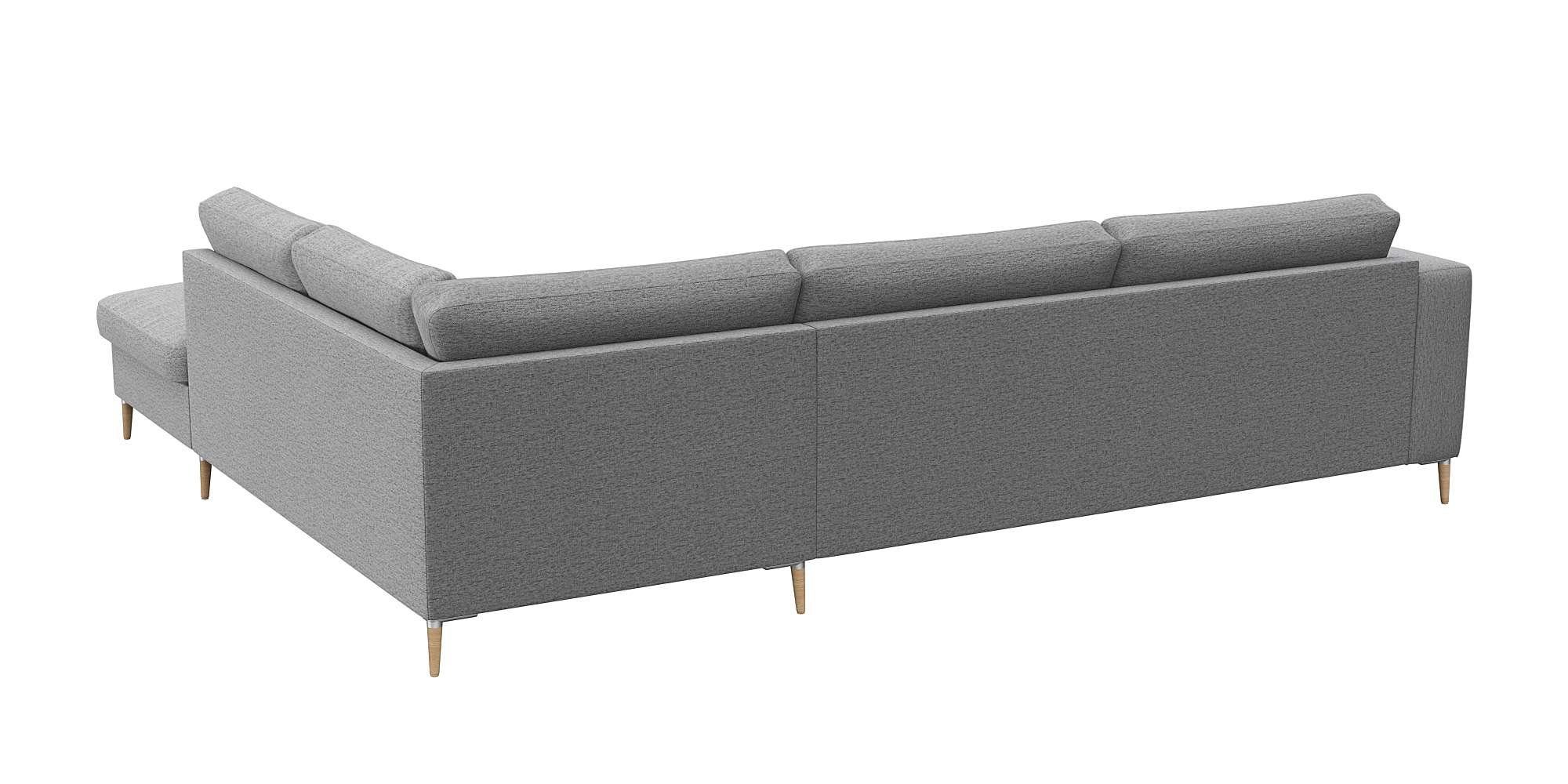 FLEXLUX Ecksofa Fiore, Sitzaufbau mit hochwertigem Kaltschaum für mehr Sitzkomfort, breite Armlehnen, L-Form, Füße Alu/Eiche