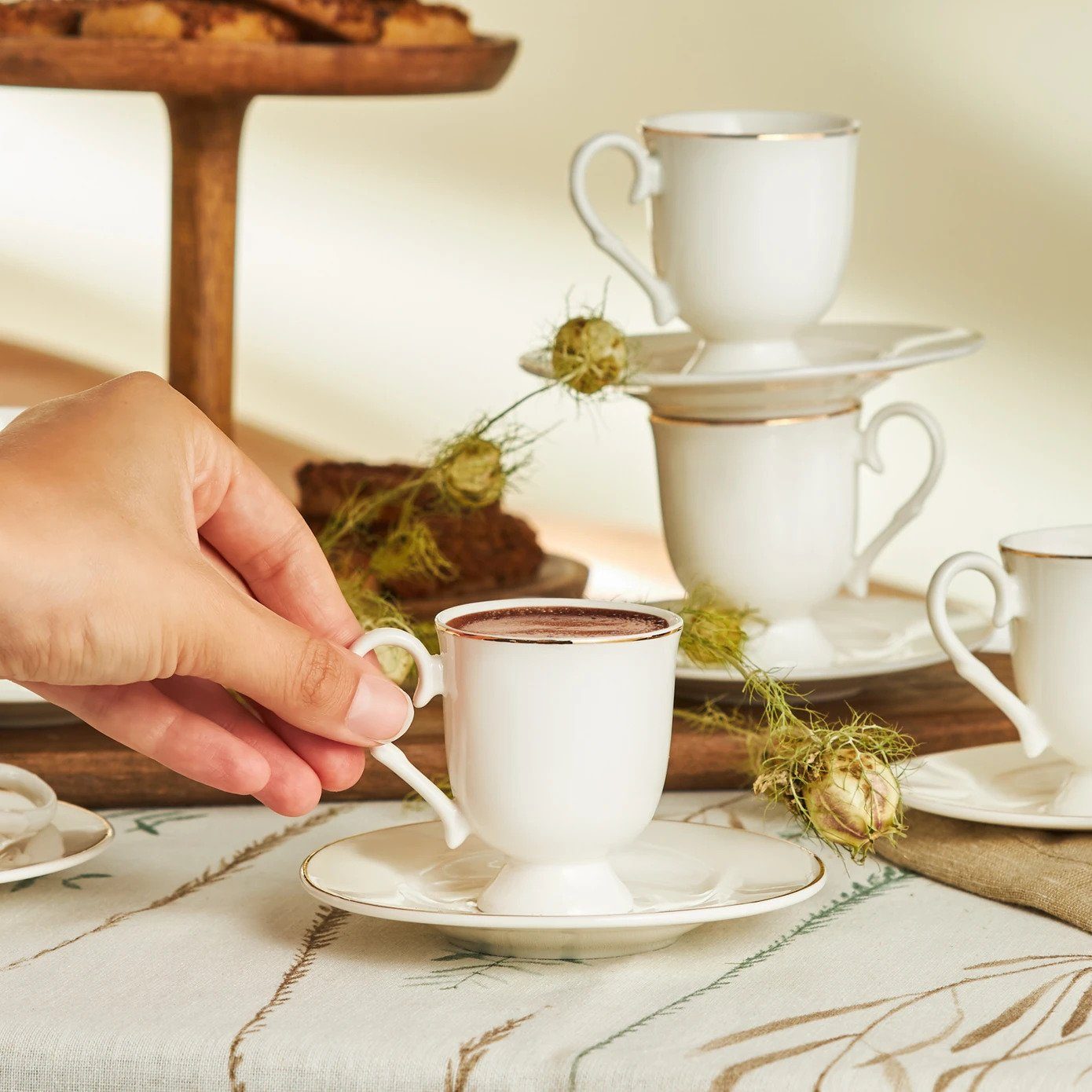 Özberk Espressotasse Karaca Alin Mokka, 12-tlg., Porzellan, 12-teiliges Espressotassen-Set für 6 Personen, für Kaffeemomente