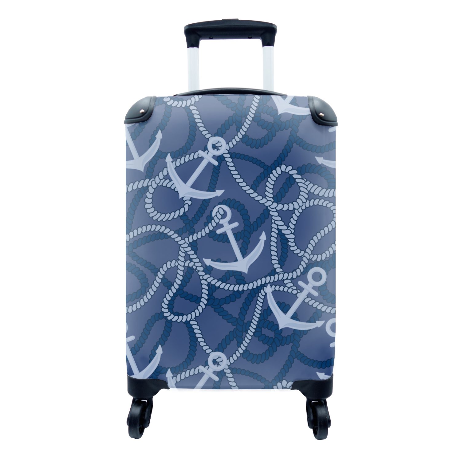 MuchoWow Handgepäckkoffer Muster - Anker - Seil, 4 Rollen, Reisetasche mit rollen, Handgepäck für Ferien, Trolley, Reisekoffer