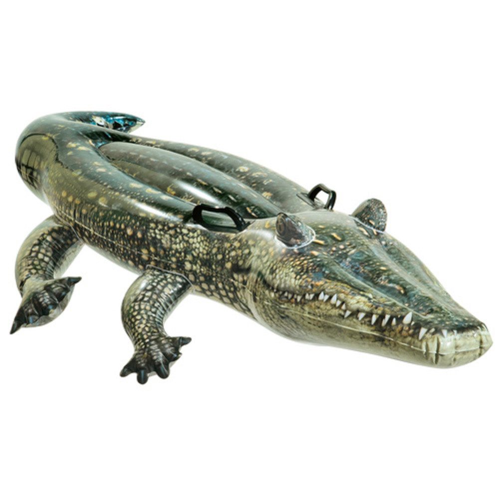 Intex Luftmatratze Krokodil Schwimmmatratze Alligator, (Spar-Set, 1-St., beschädigungsresistent), Zwei verschweißte Haltegriffe im vorderen Bereich