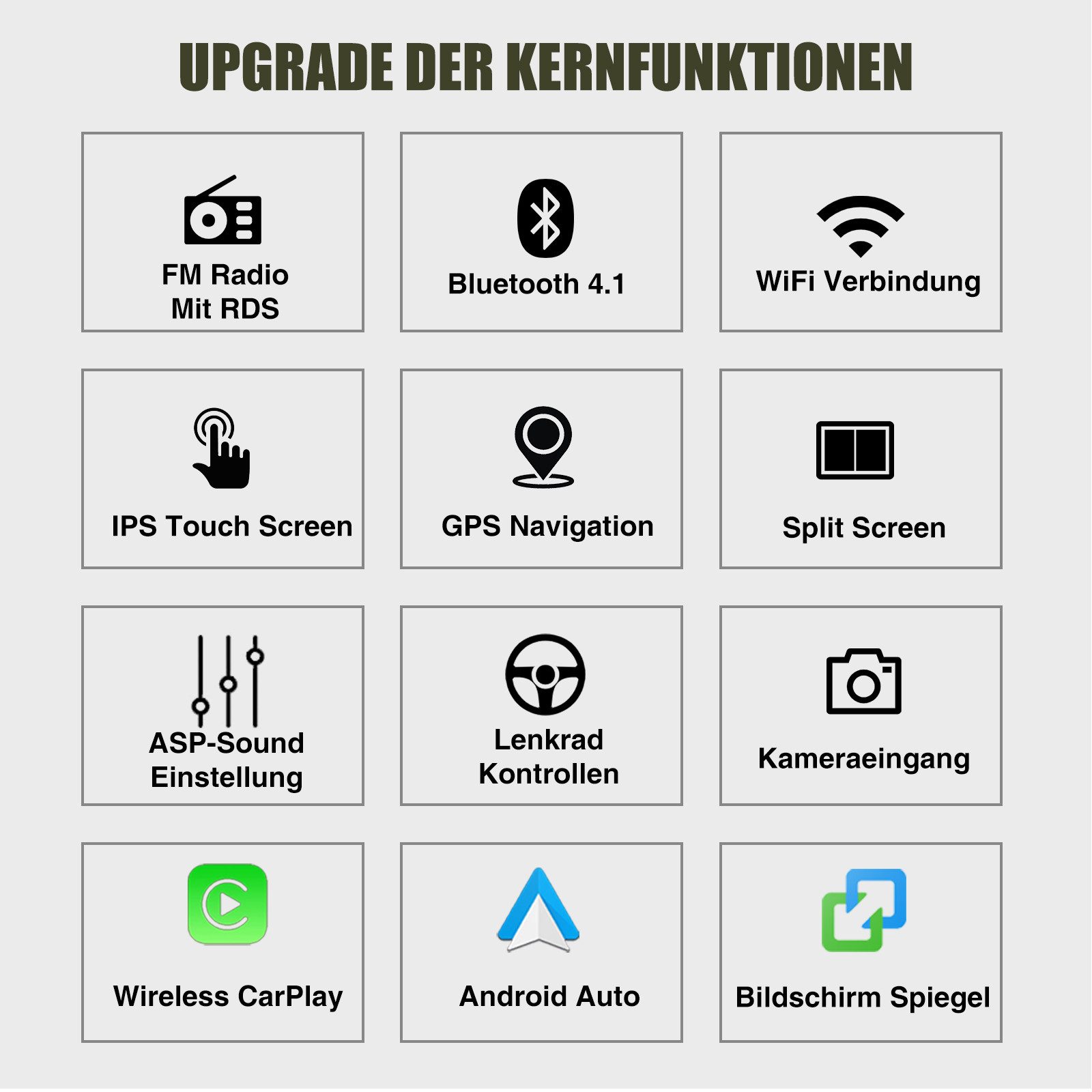 ESSGOO Für BMW 3ER E90 E91 E92 E93 Carplay RDS Android 15 Autoradio GPS Navi Autoradio (DAB (optional), DAB+ (optional), 4+64GB(optional), RDS, AM, FM, Carplay Android Auto Bluetooth EQ USB GPS Navi WIFI Touchscreen)