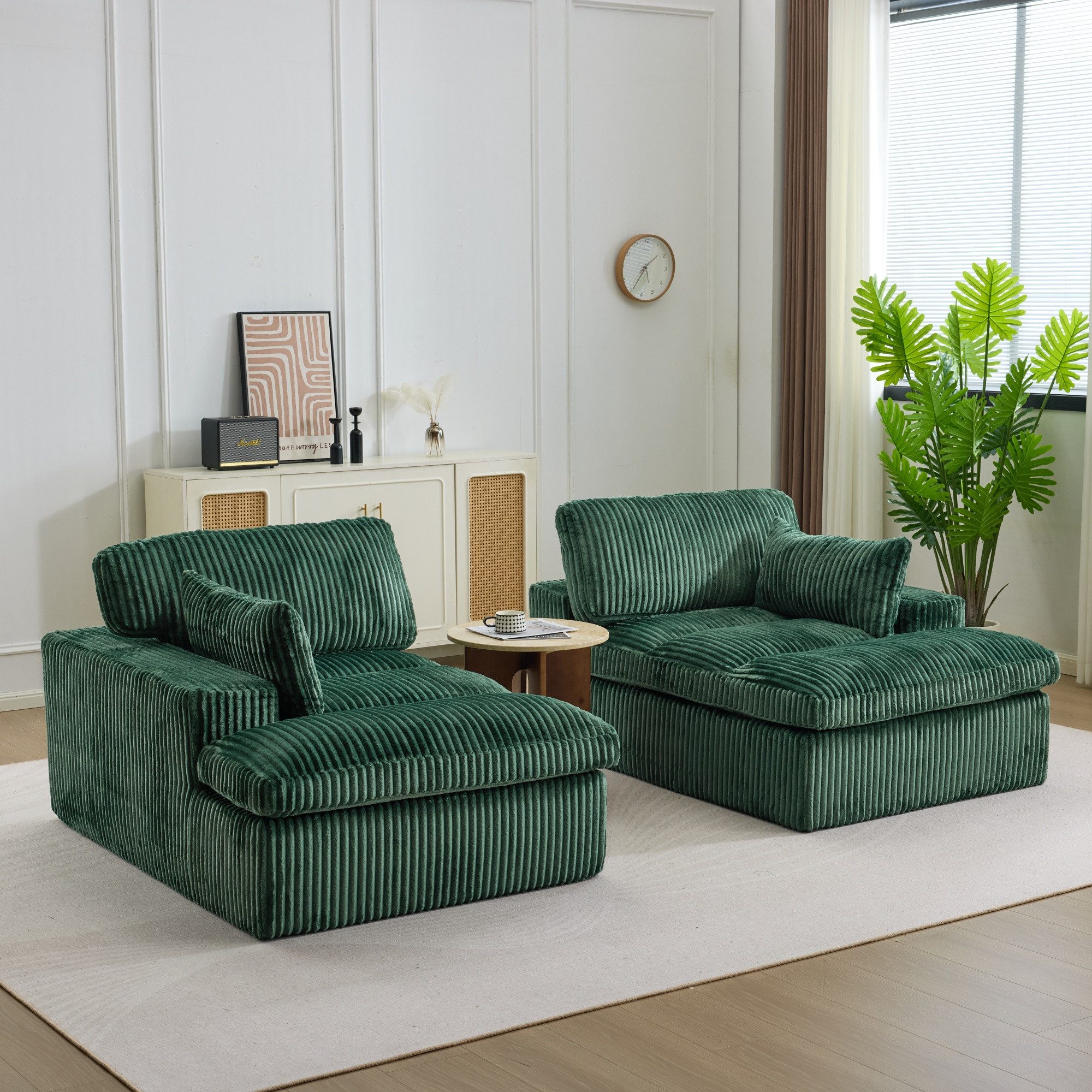 Vankel Loungesofa Schlafsofa 2-Sitzer Couch mit Bettfunktion und weichem Cordstoff, Bequemes Sofa für kleine Räume mit weichem Cord und Gästefunktion