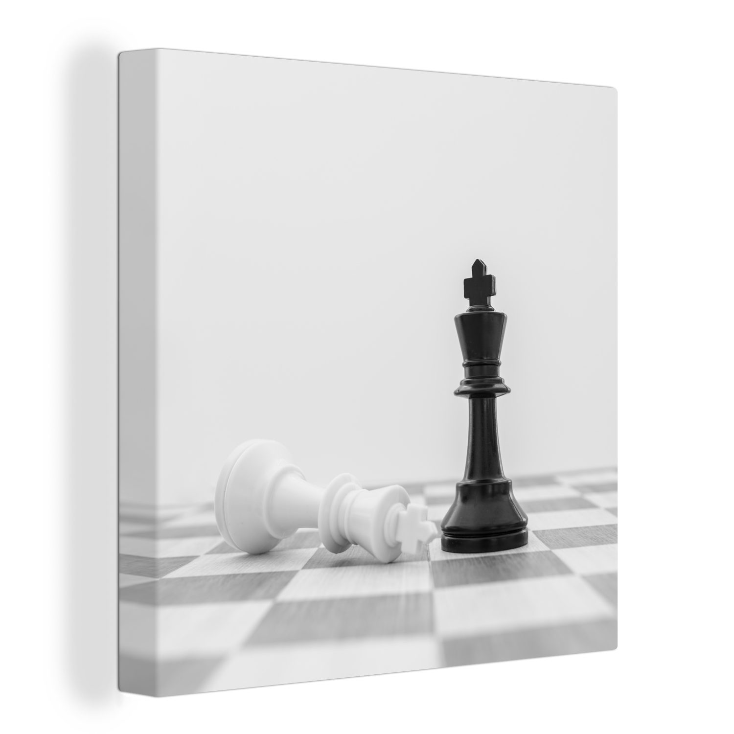OneMillionCanvasses® Leinwandbild Der weiße und der schwarze König im Schach, (1 St), Leinwand Bilder für Wohnzimmer Schlafzimmer | Leinwandbilder