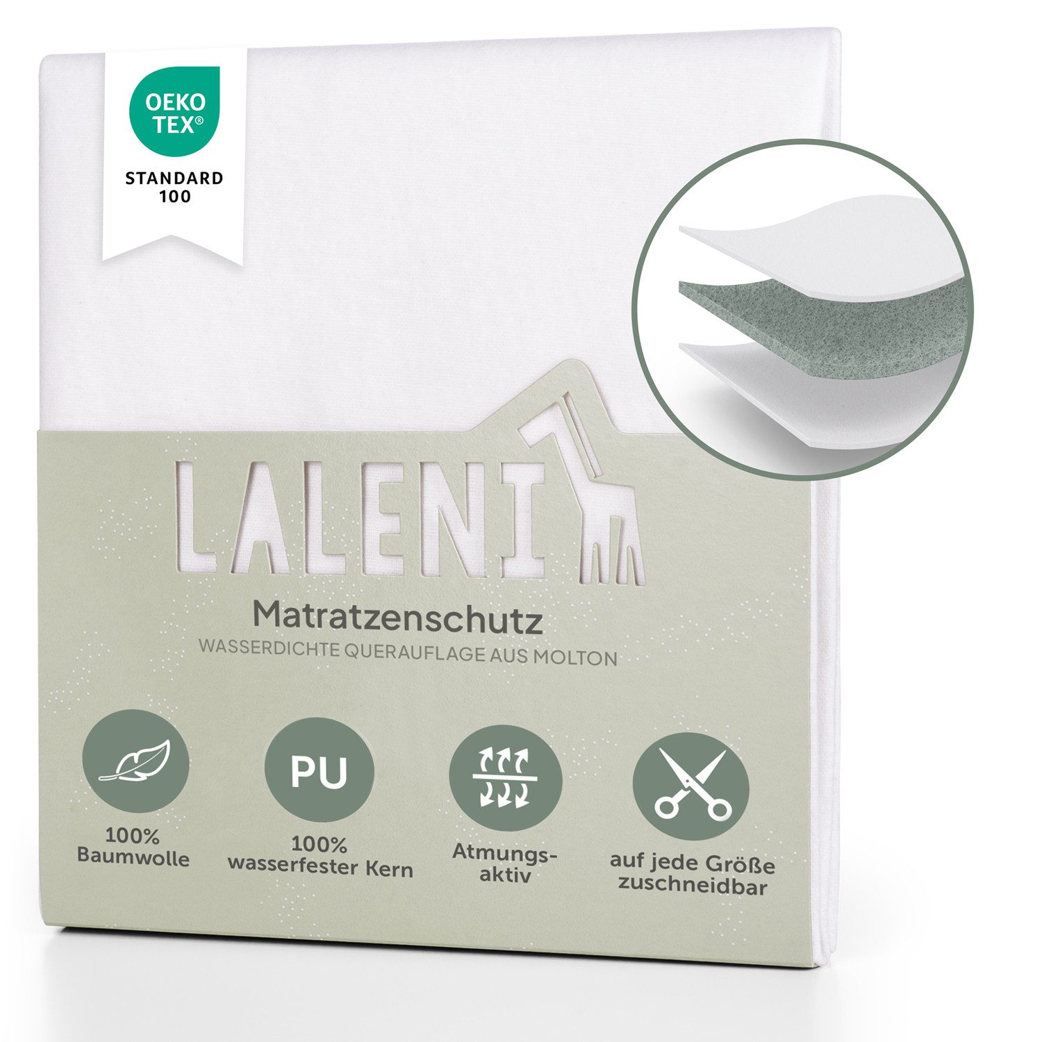 Matratzenauflage Molton Inkontinenzunterlage wasserdicht & atmungsaktiv Laleni, wasserdicht & atmungsaktiv aus 100% Baumwolle