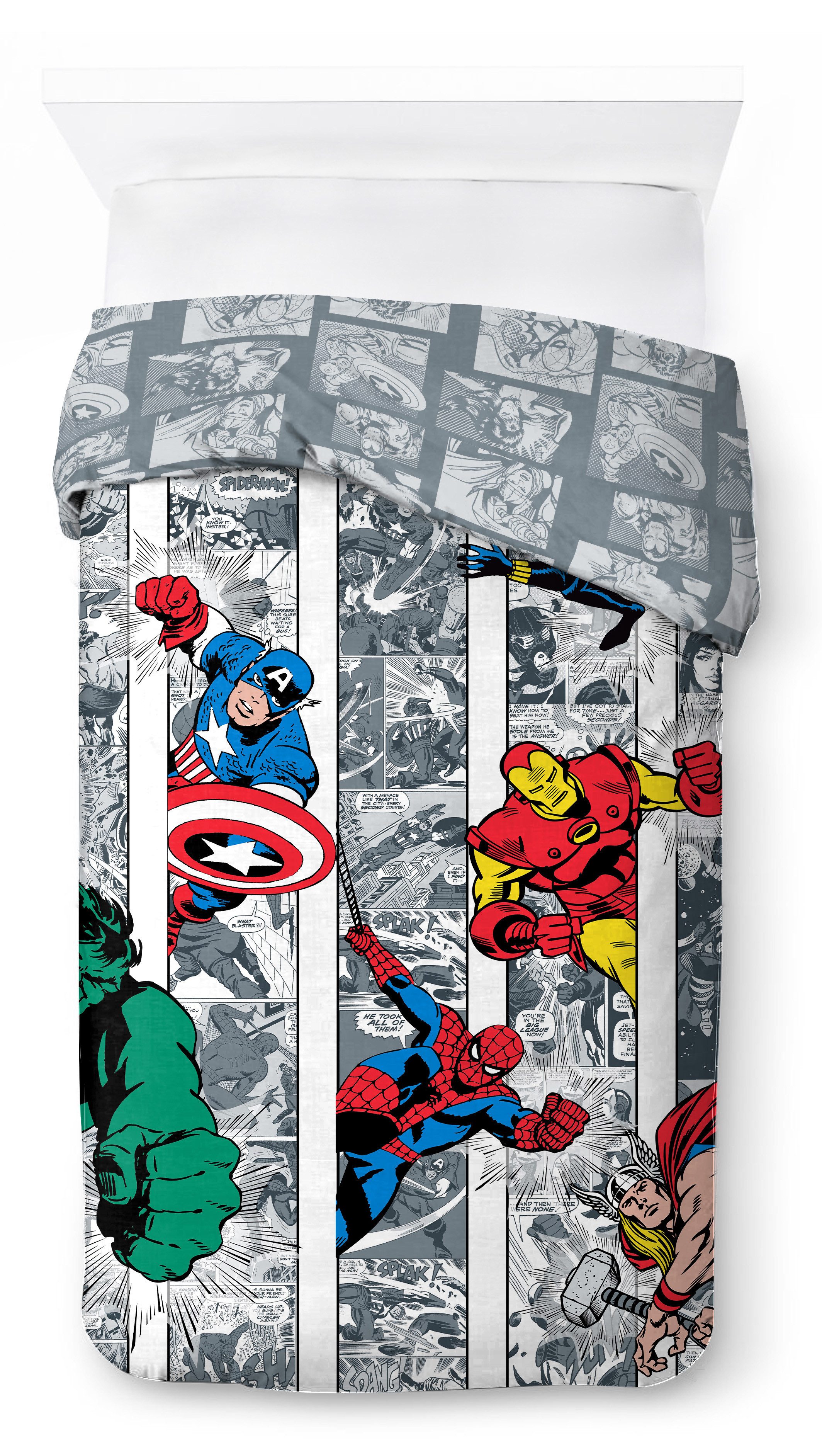 MARVEL Kinderbettwäsche Marvel Comics Bettbezug-Set 135x200 cm + Kissenbezug 80x80 cm, Washed Cotton, 2 teilig, 100 % Baumwolle, maschinenwaschbar, wendbar – Bild 5 von 5