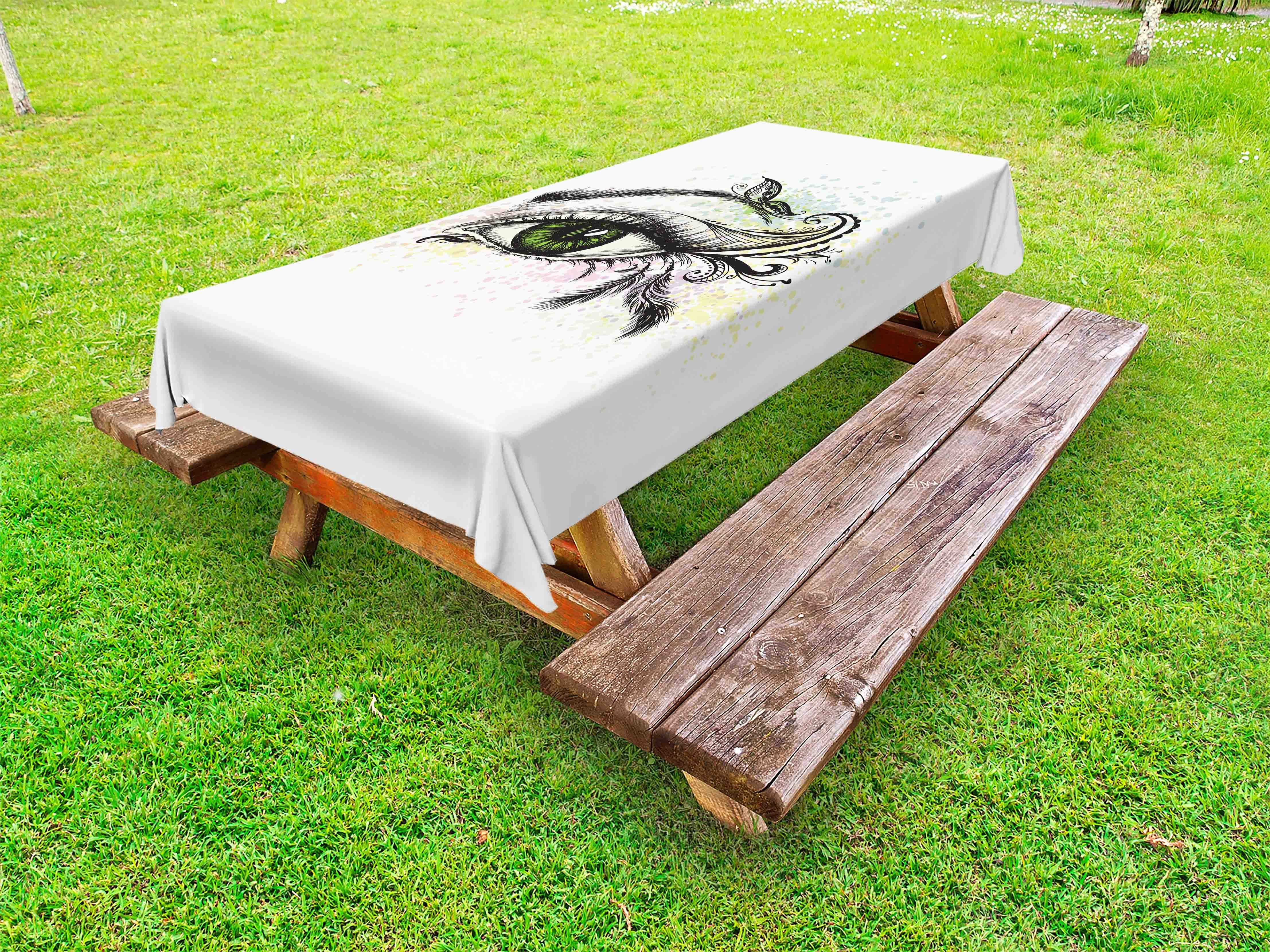 Abakuhaus Tischdecke dekorative waschbare Picknick-Tischdecke, Augenbraue Mit Blumen und Zier Curls | Tischdecken